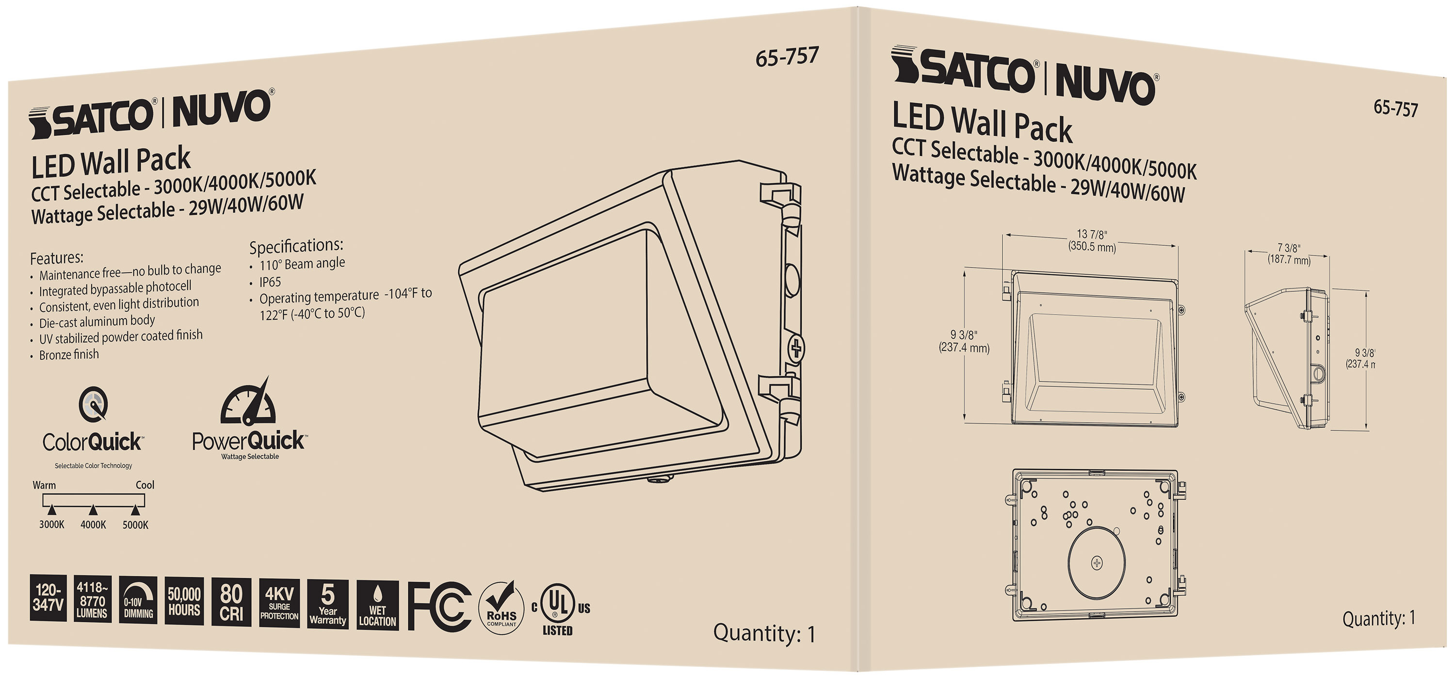 LED WALL PACK CCT & WATT ADJ - 65-757