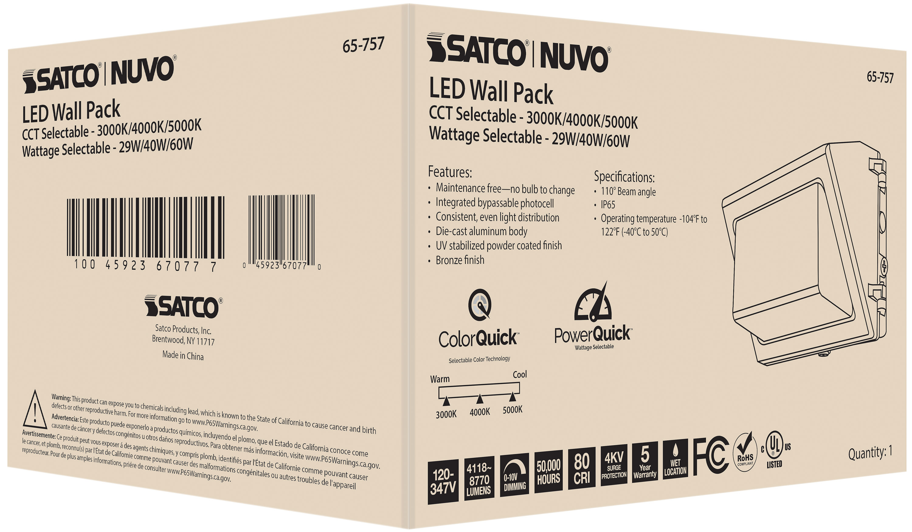 LED WALL PACK CCT & WATT ADJ - 65-757