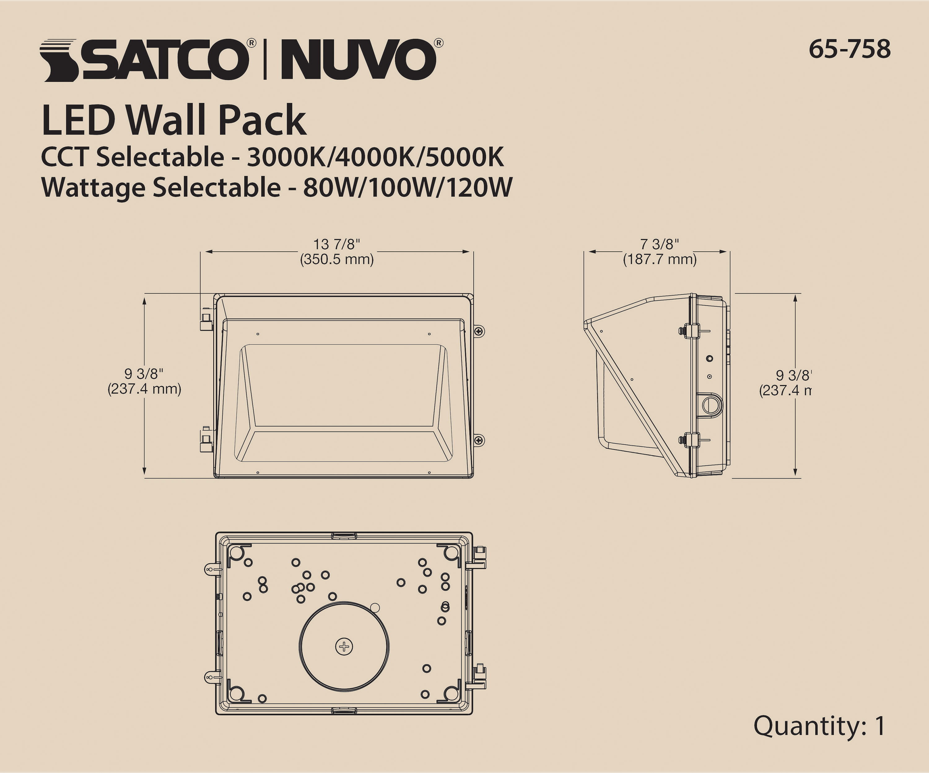 LED WALL PACK CCT & WATT ADJ - 65-758