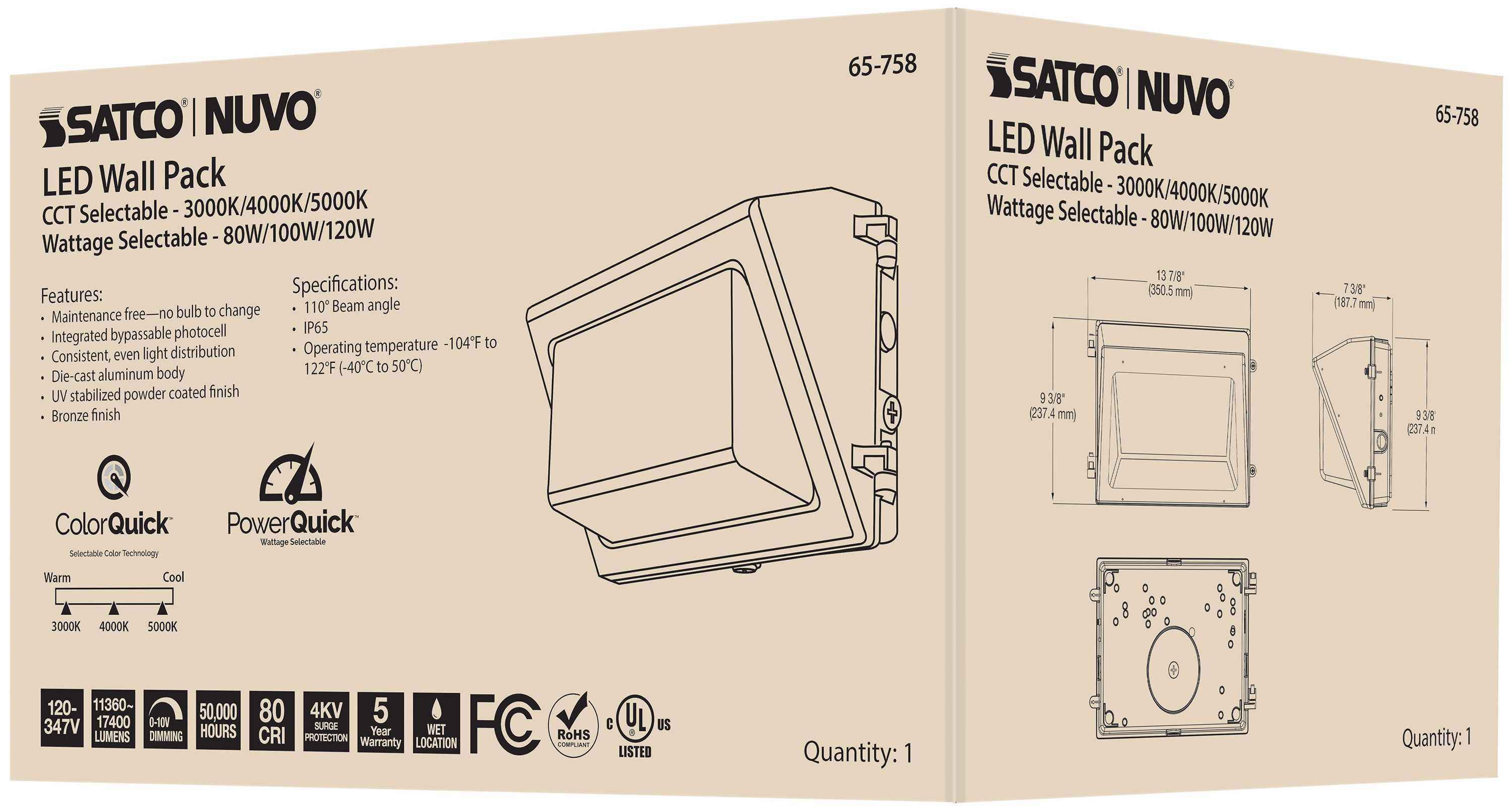 LED WALL PACK CCT & WATT ADJ - 65-758