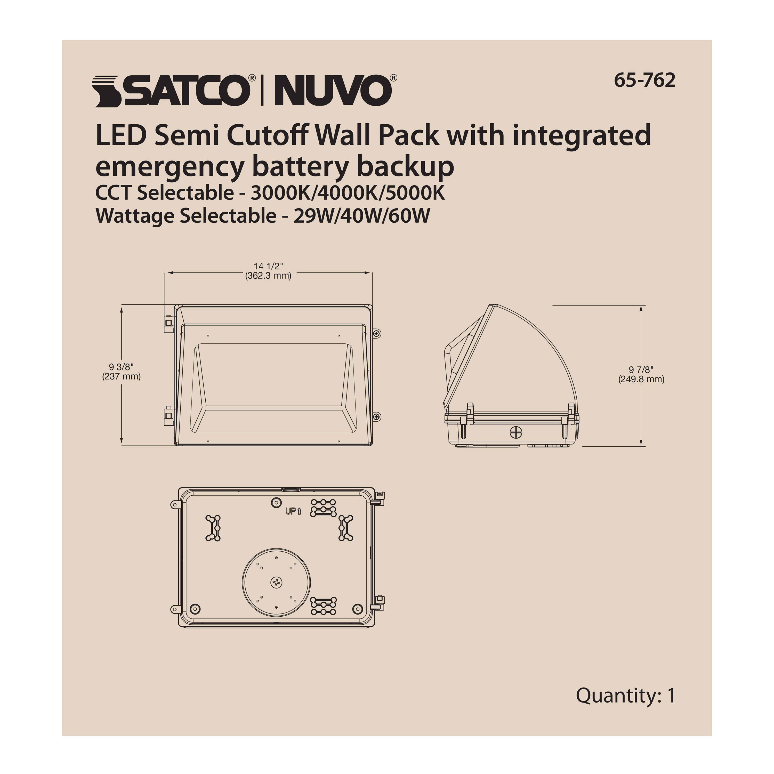 EM CUTOFF WALL PACK CCT&WATT - 65-762