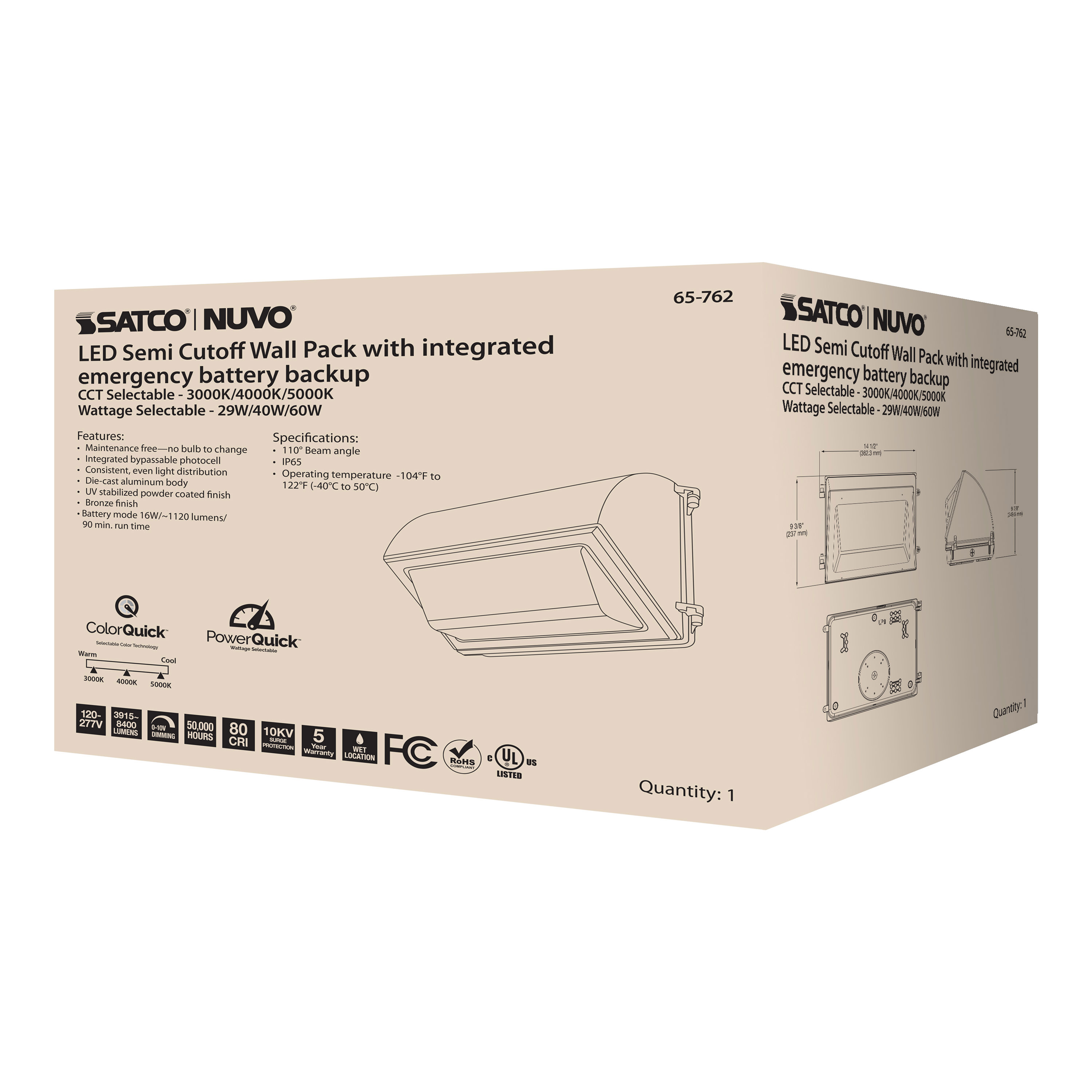 EM CUTOFF WALL PACK CCT&WATT - 65-762