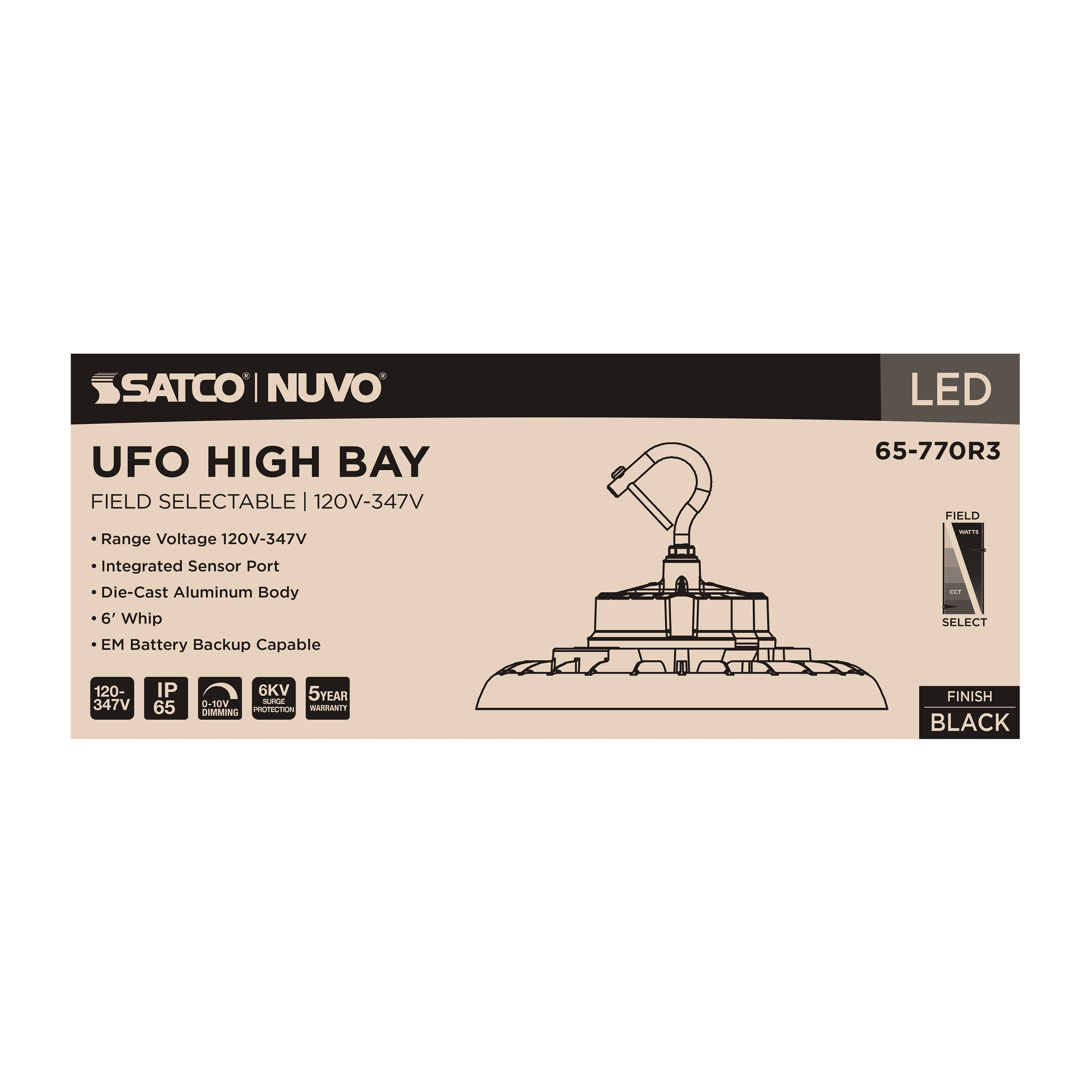 LED UFO HIGHBAY CCT & WATT ADJ - 65-770R3
