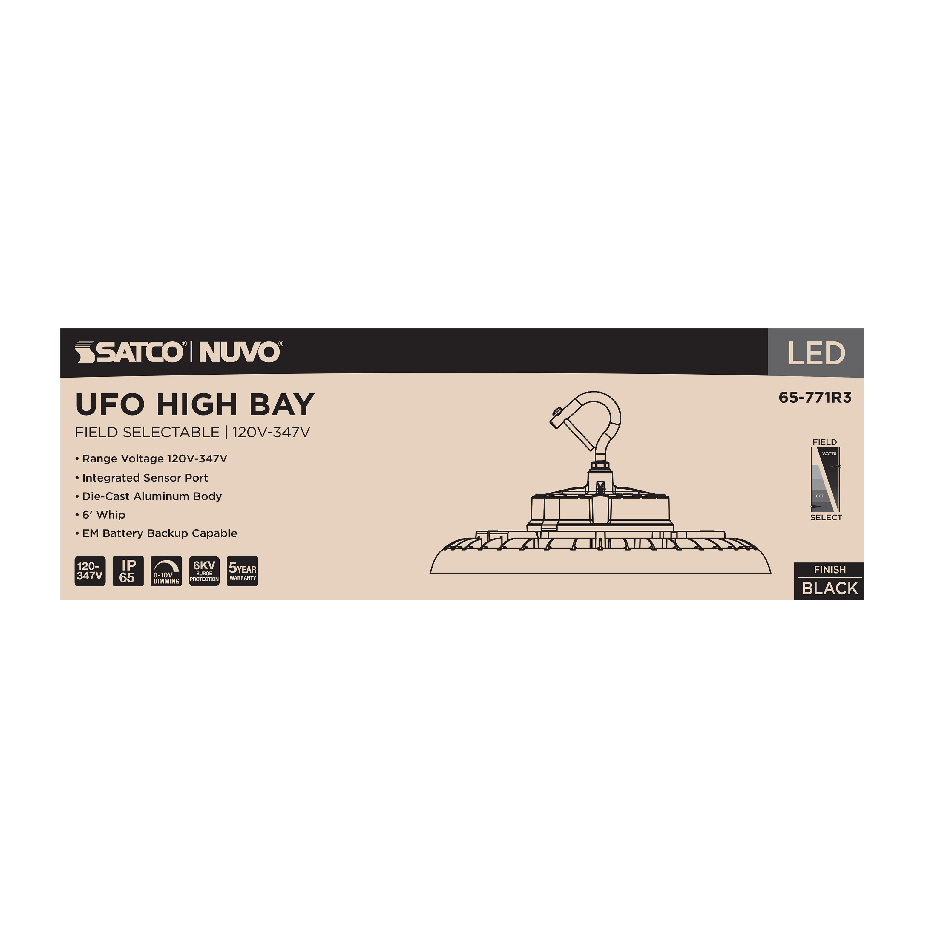 LED UFO HIGHBAY CCT & WATT ADJ - 65-771R3