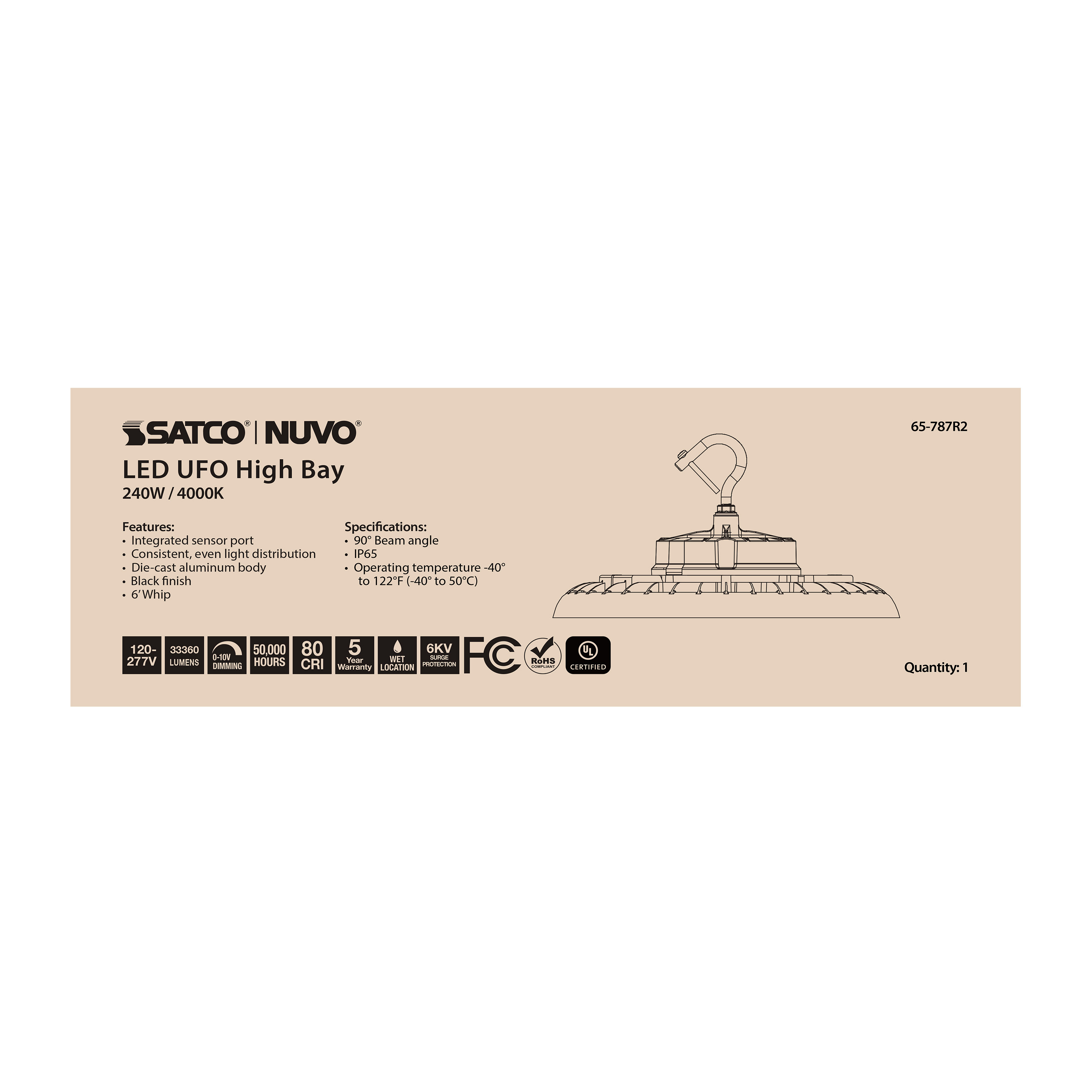 LED UFO HIGHBAY 240W/4000K - 65-787R2