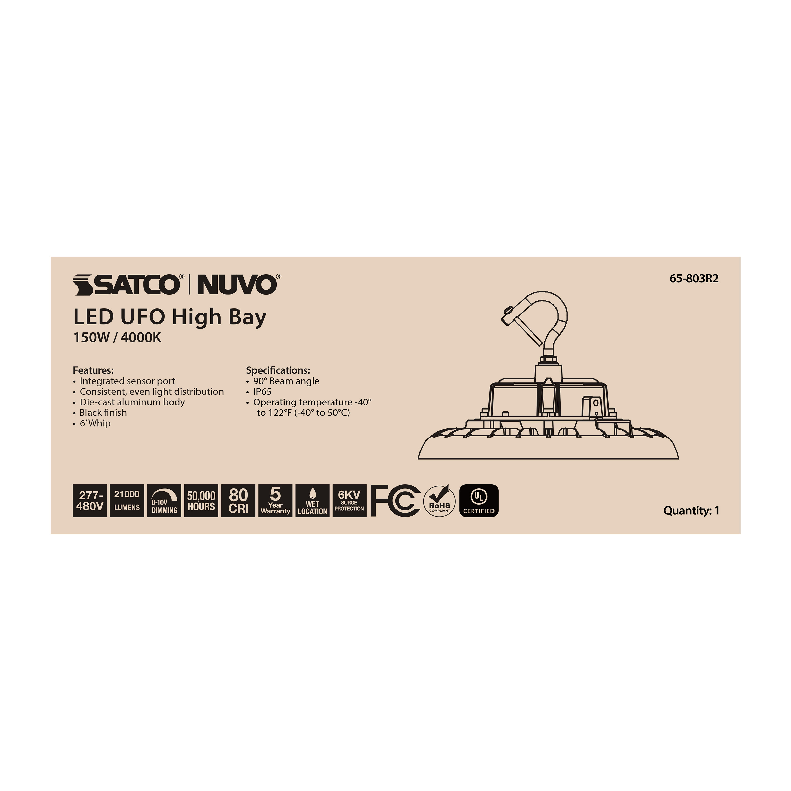 LED UFO HIGHBAY 150W/4000K - 65-803R2