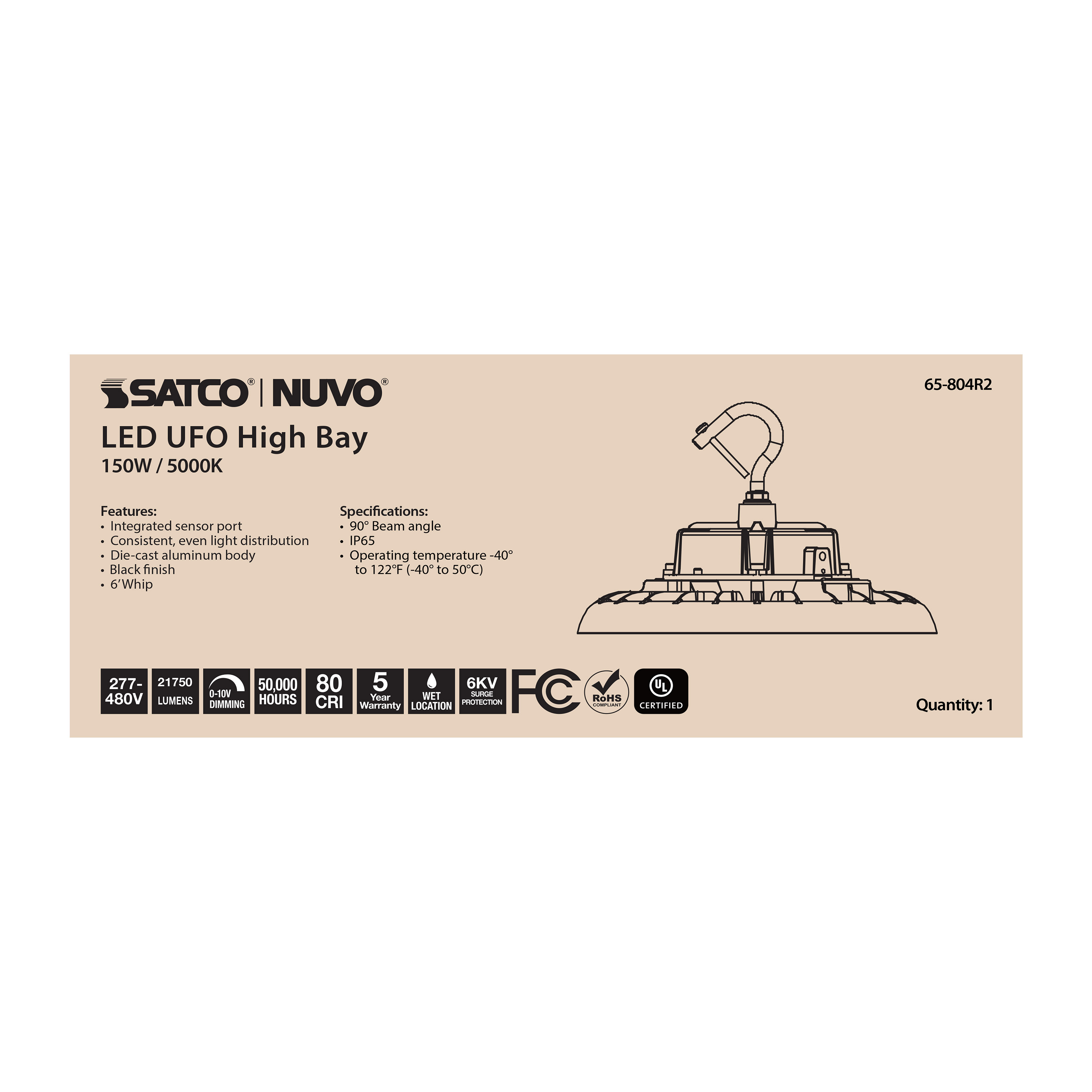 LED UFO HIGHBAY 150W/5000K - 65-804R2