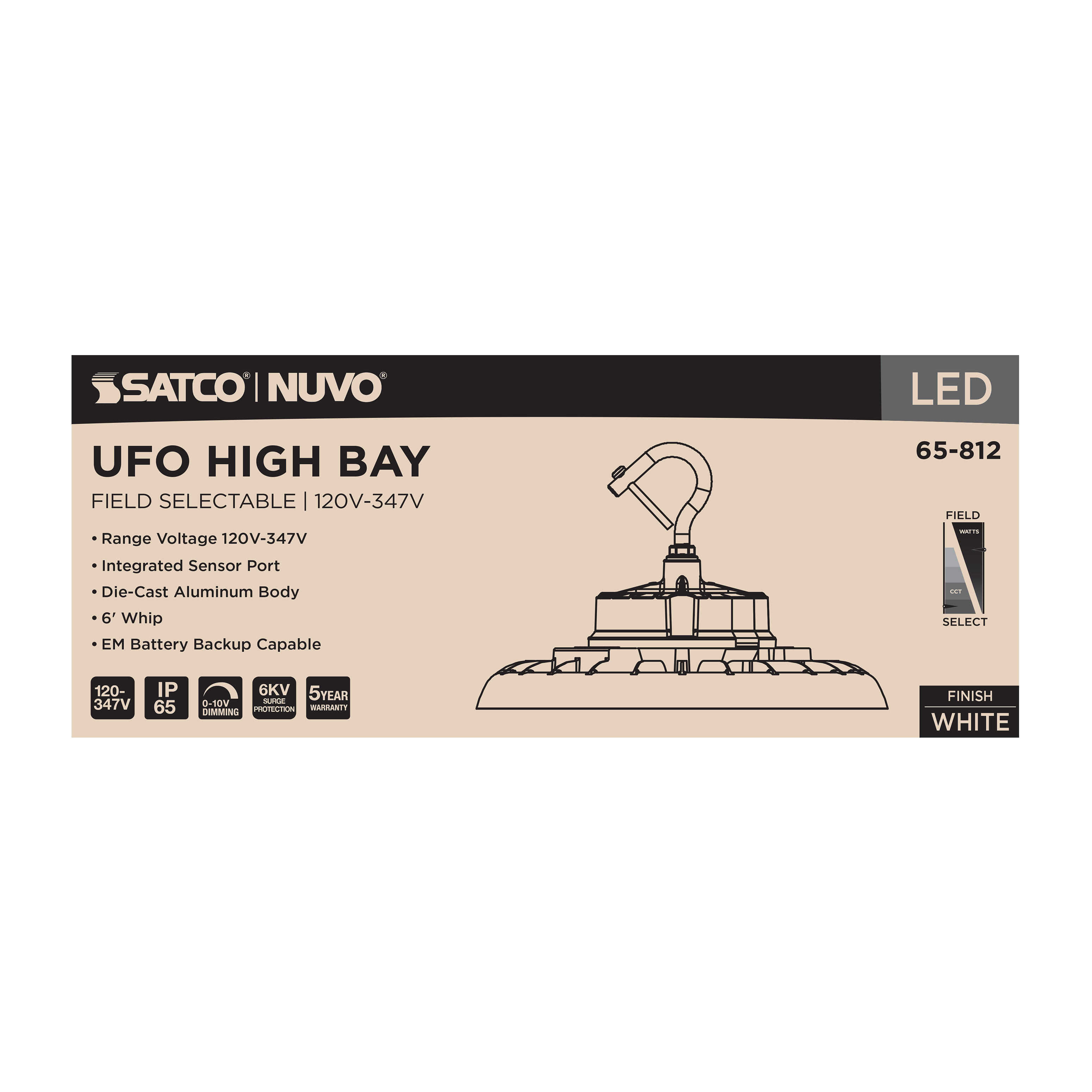 LED UFO HIGHBAY CCT & WATT ADJ - 65-812