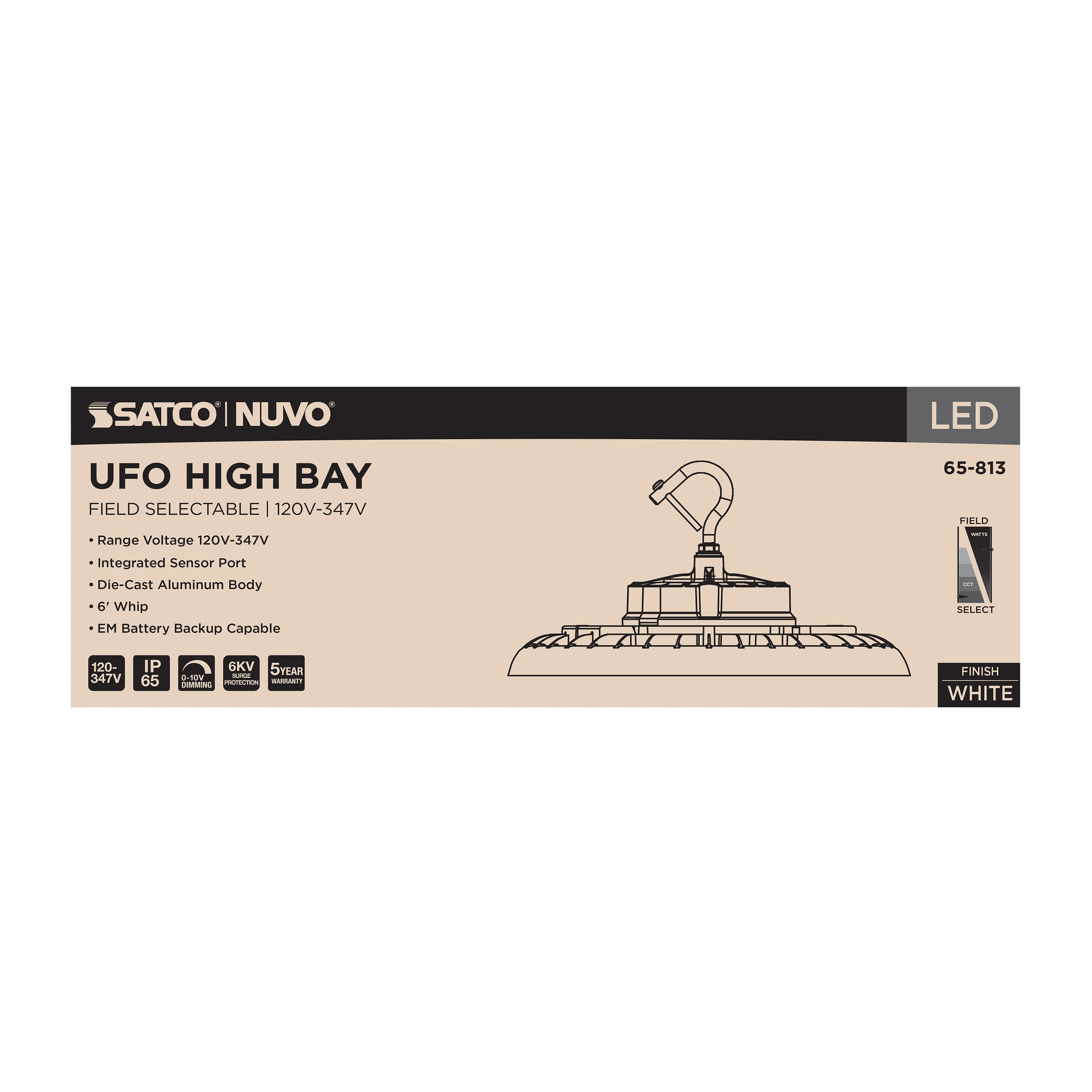 LED UFO HIGHBAY CCT & WATT ADJ - 65-813