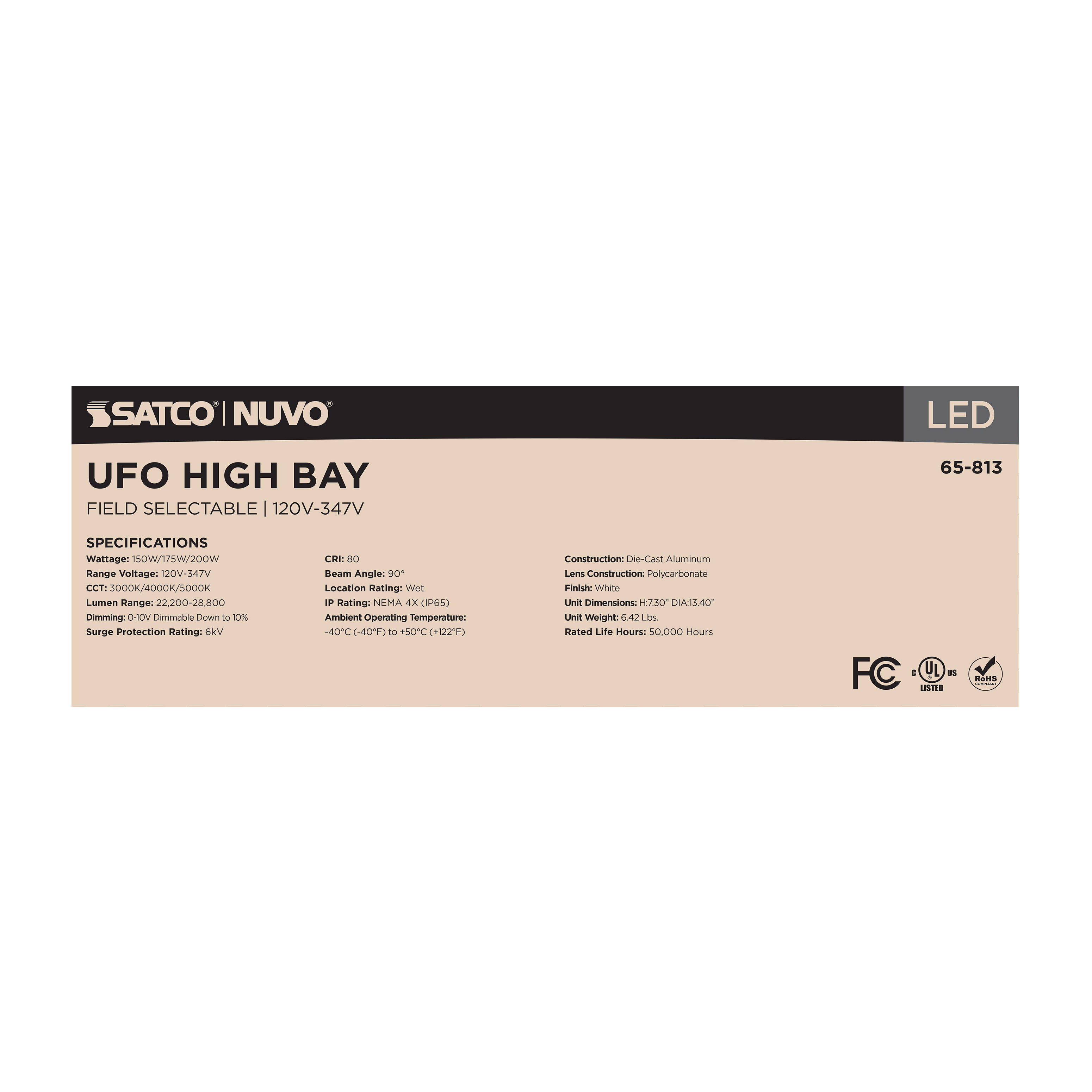 LED UFO HIGHBAY CCT & WATT ADJ - 65-813