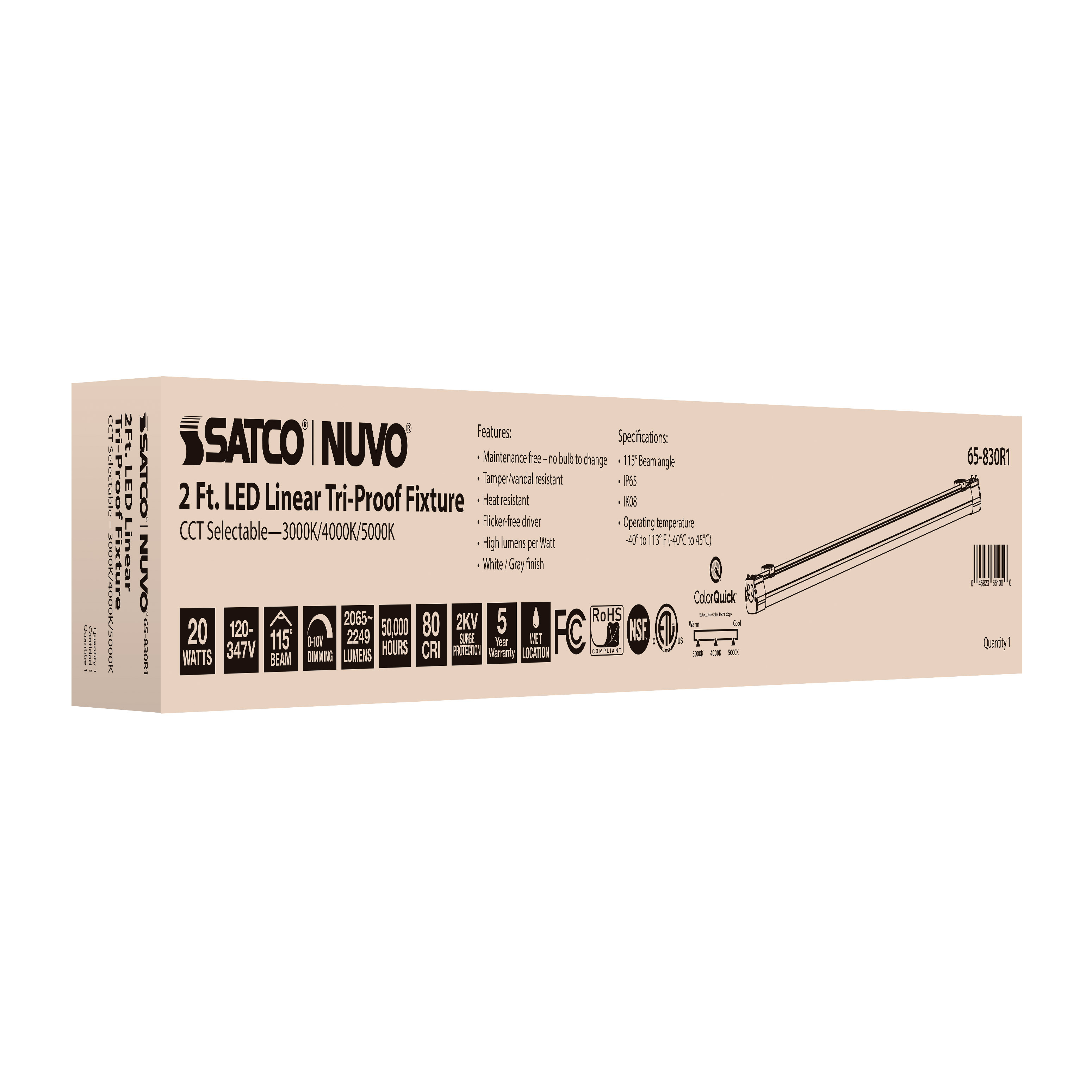 2' 20W LED TRI-PROOF LINEAR - 65-830R1