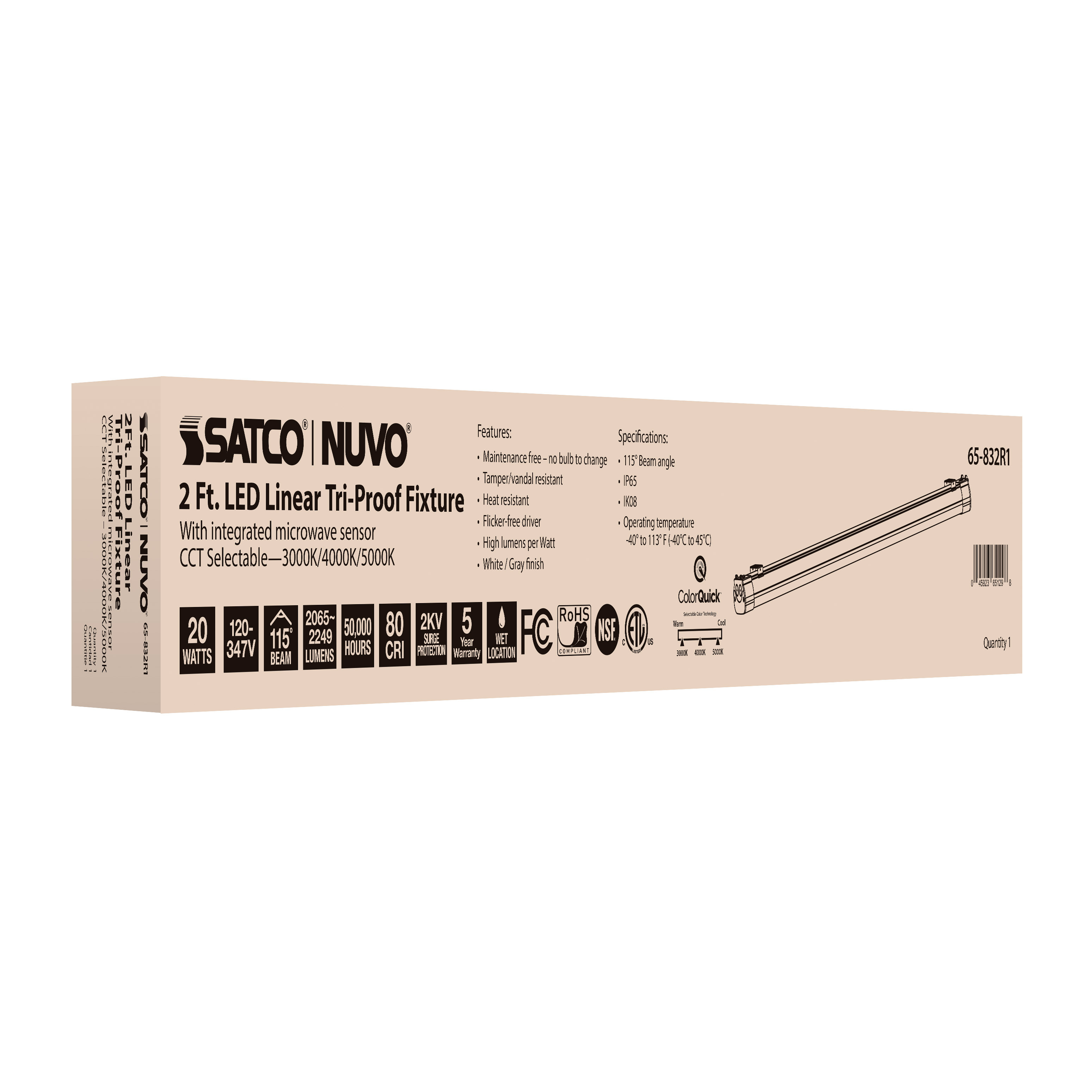 2' 20W LED TRI-PROOF W/SENSOR - 65-832R1