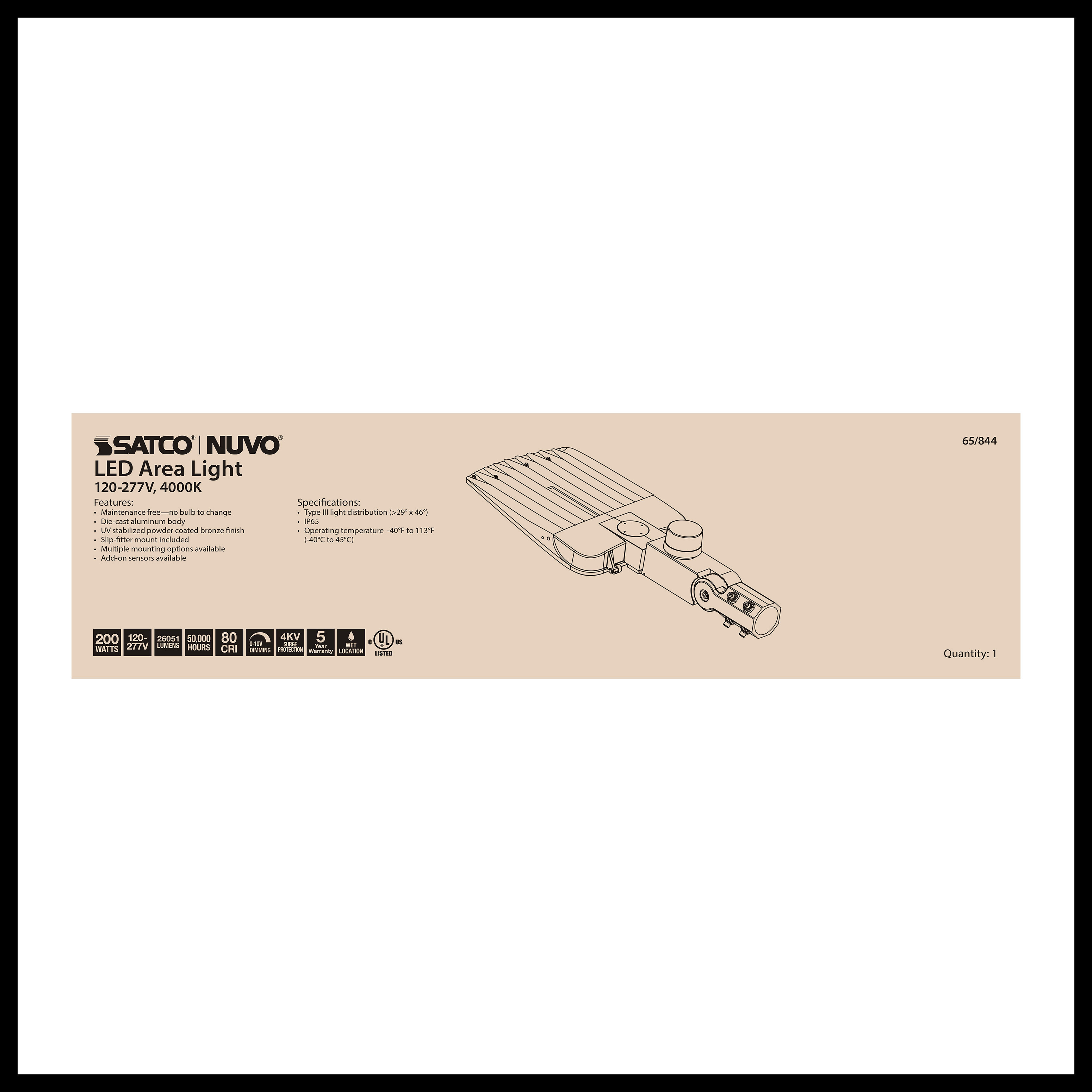 200W LED AREA LIGHT TYPE III - 65-844