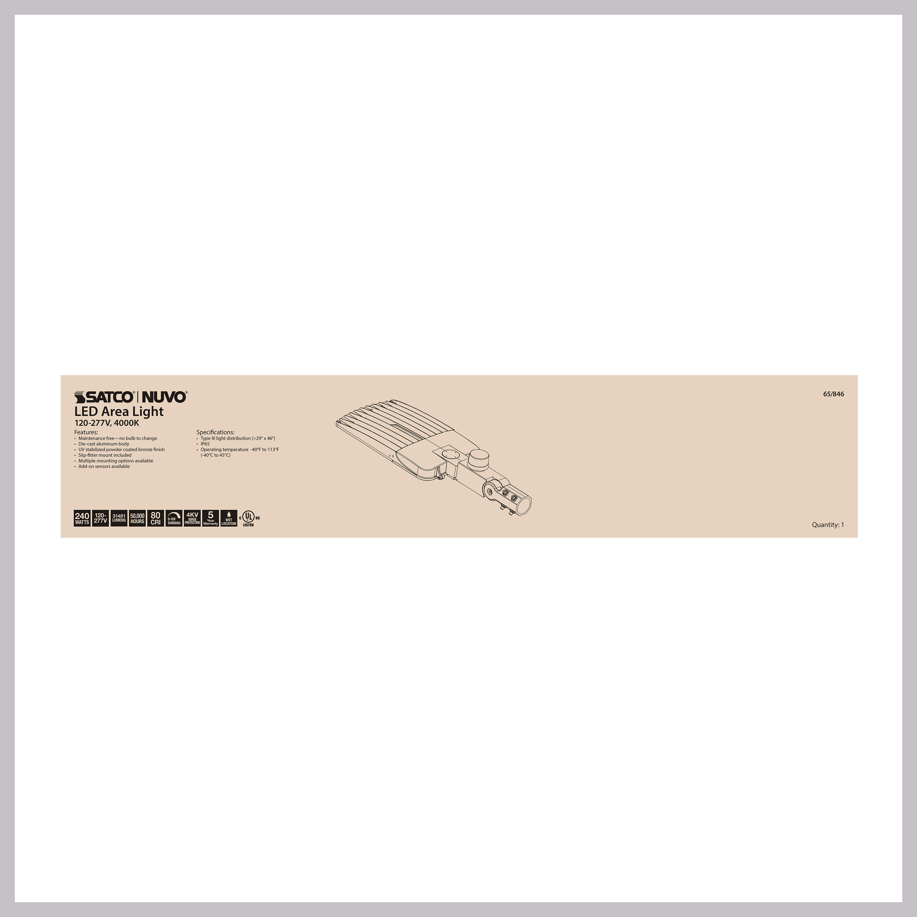 240W LED AREA LIGHT TYPE III - 65-846