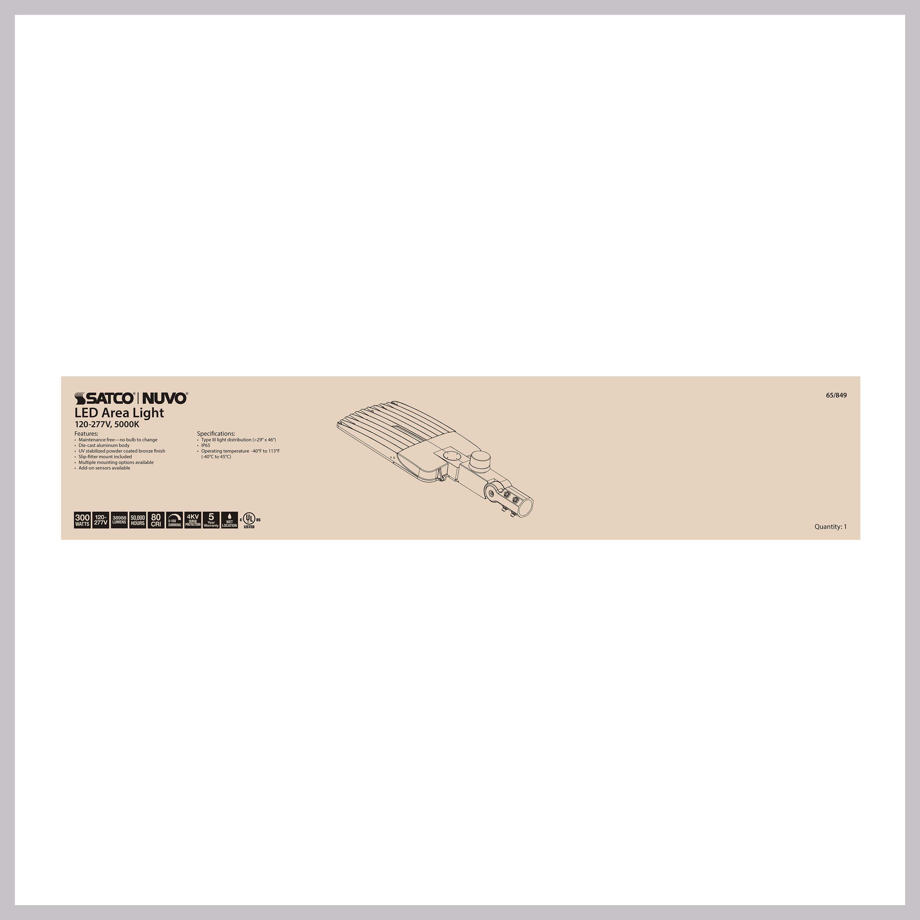 300W LED AREA LIGHT TYPE III - 65-849
