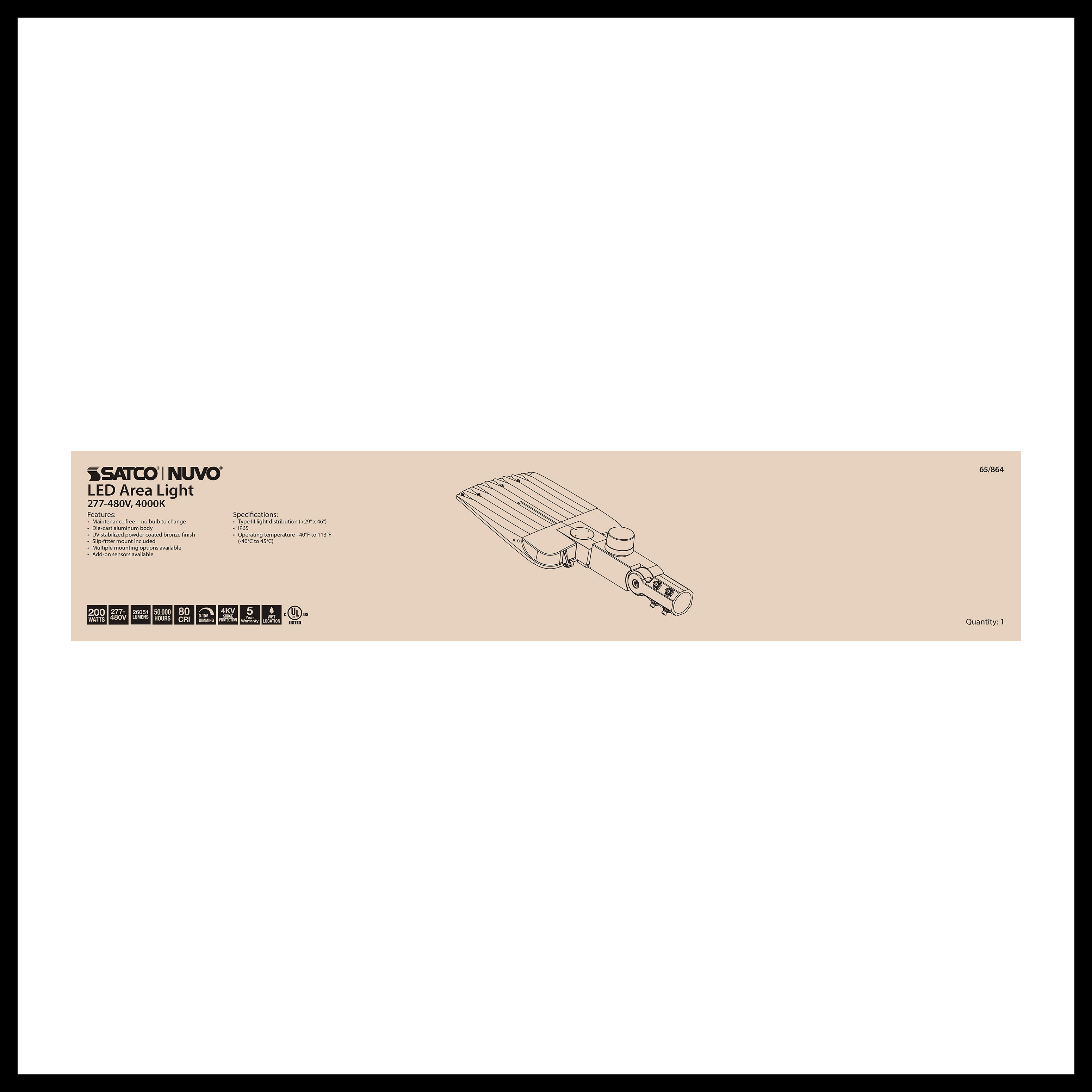 200W LED AREA LIGHT TYPE III - 65-864