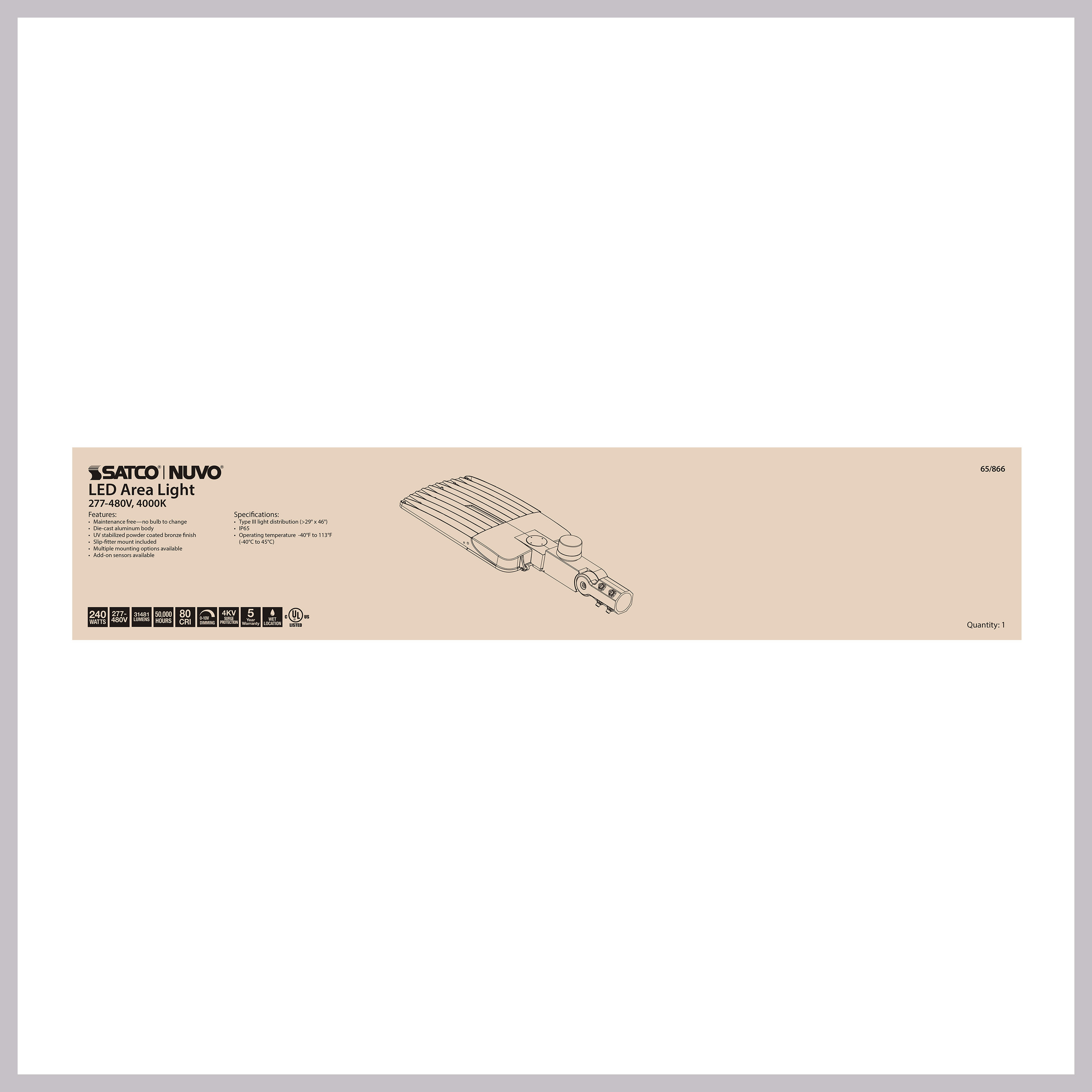 240W LED AREA LIGHT TYPE III - 65-866
