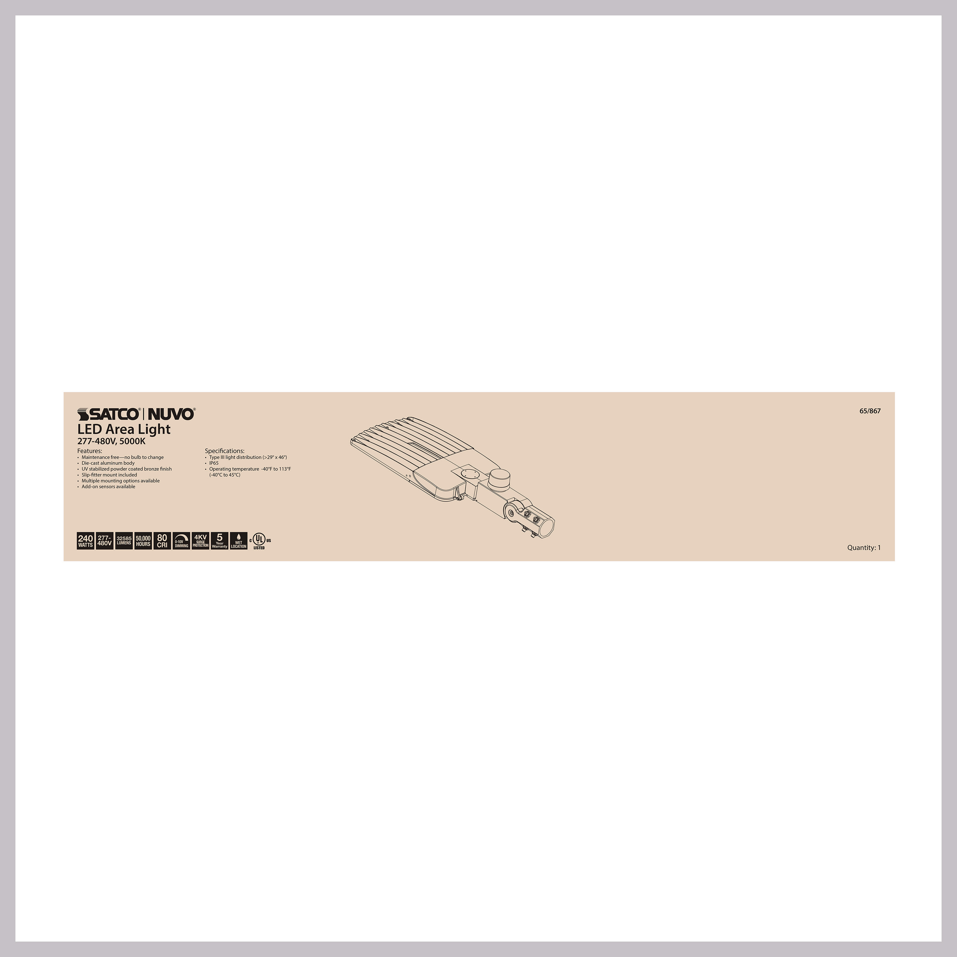 240W LED AREA LIGHT TYPE III - 65-867