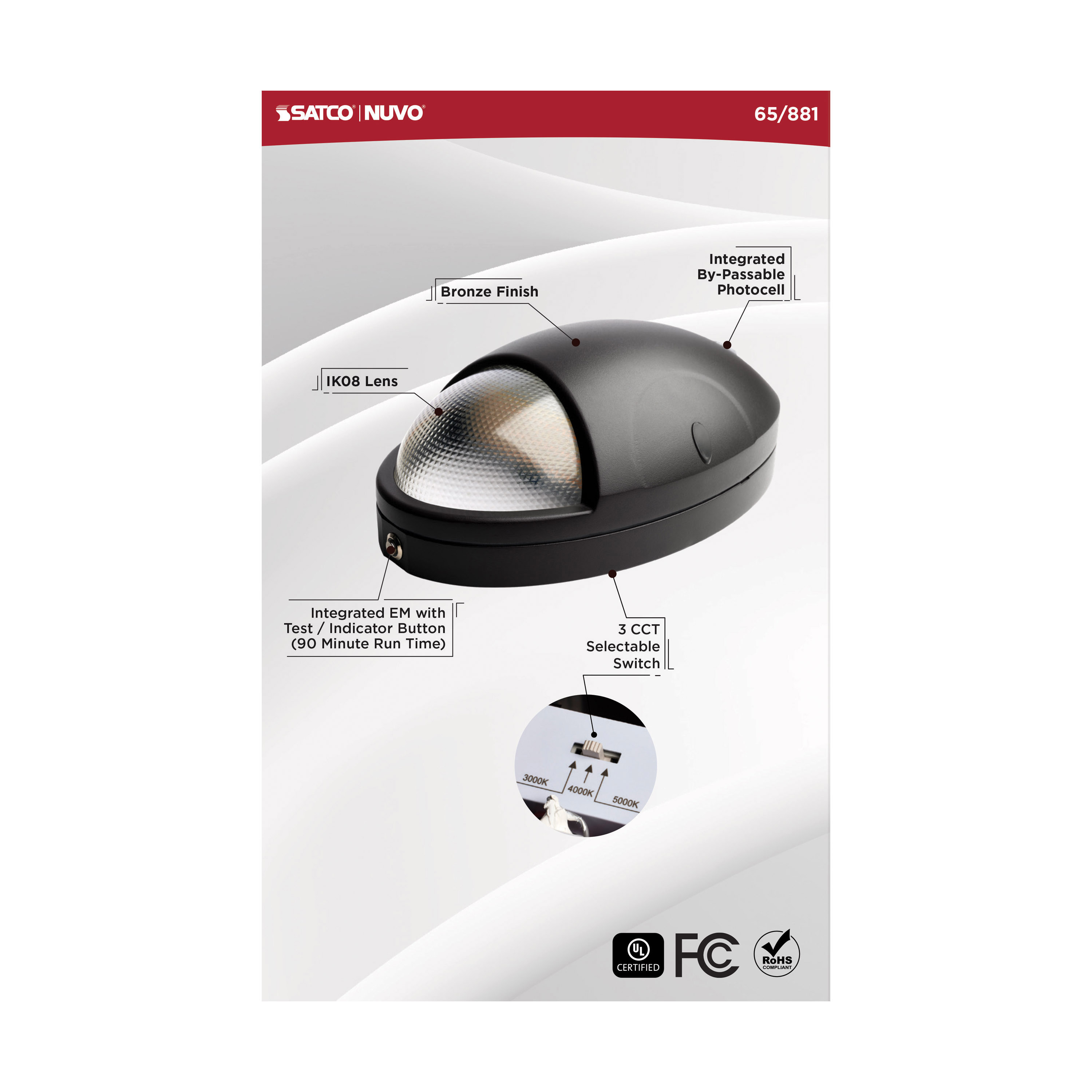 LED SMALL EM WALL PACK BLACK - 65-881