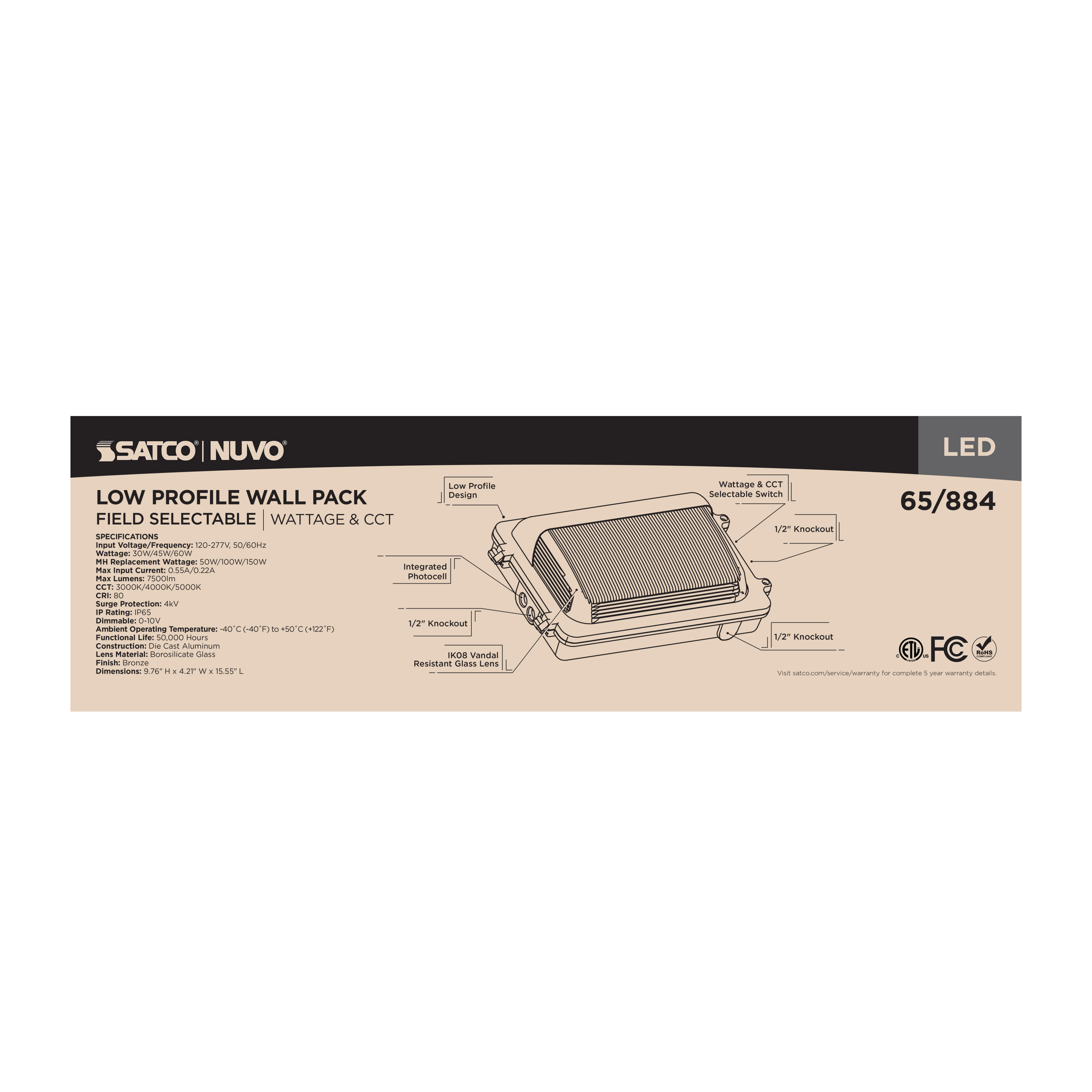 LED LOW PROFILE WALL PACK - 65-884