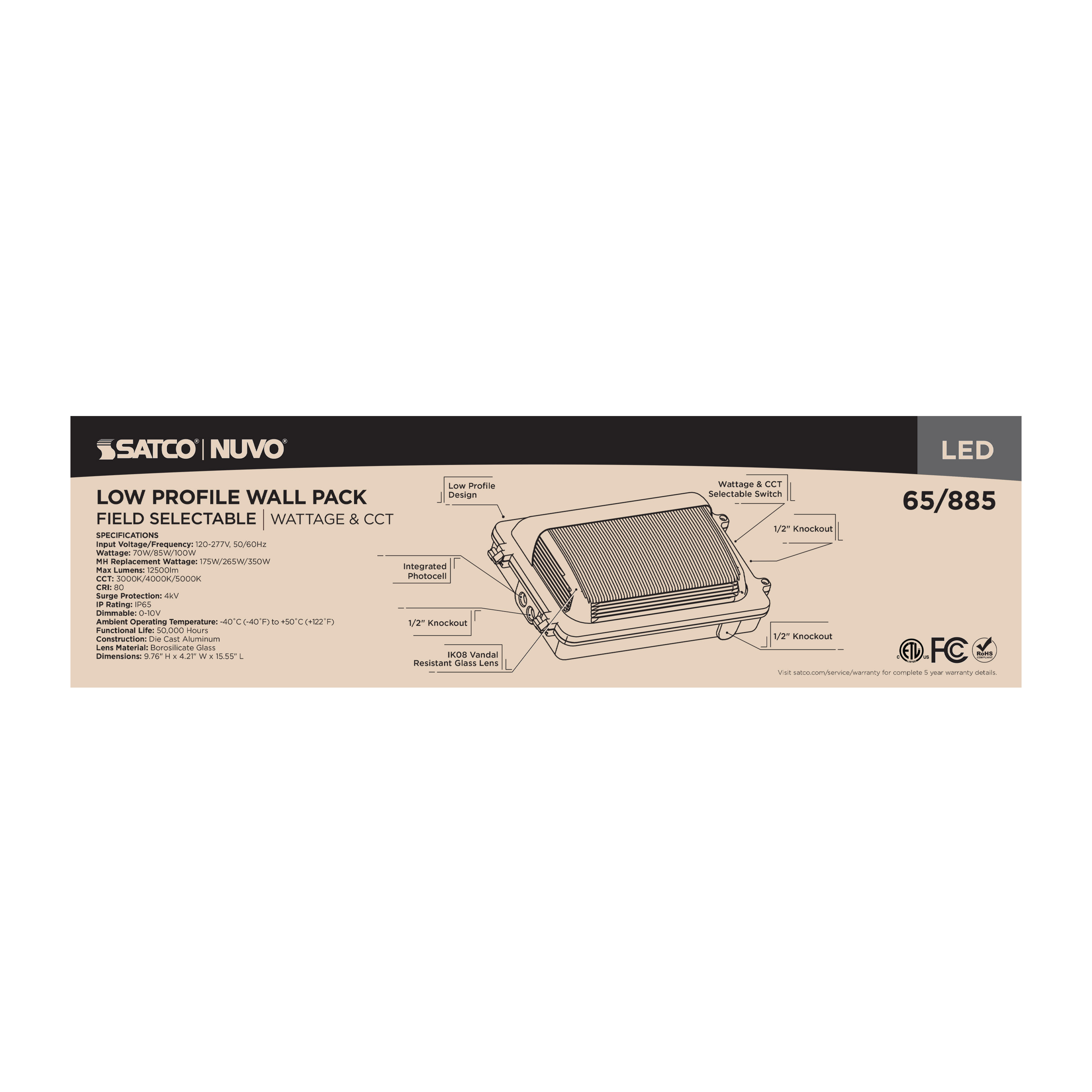 LED LOW PROFILE WALL PACK - 65-885