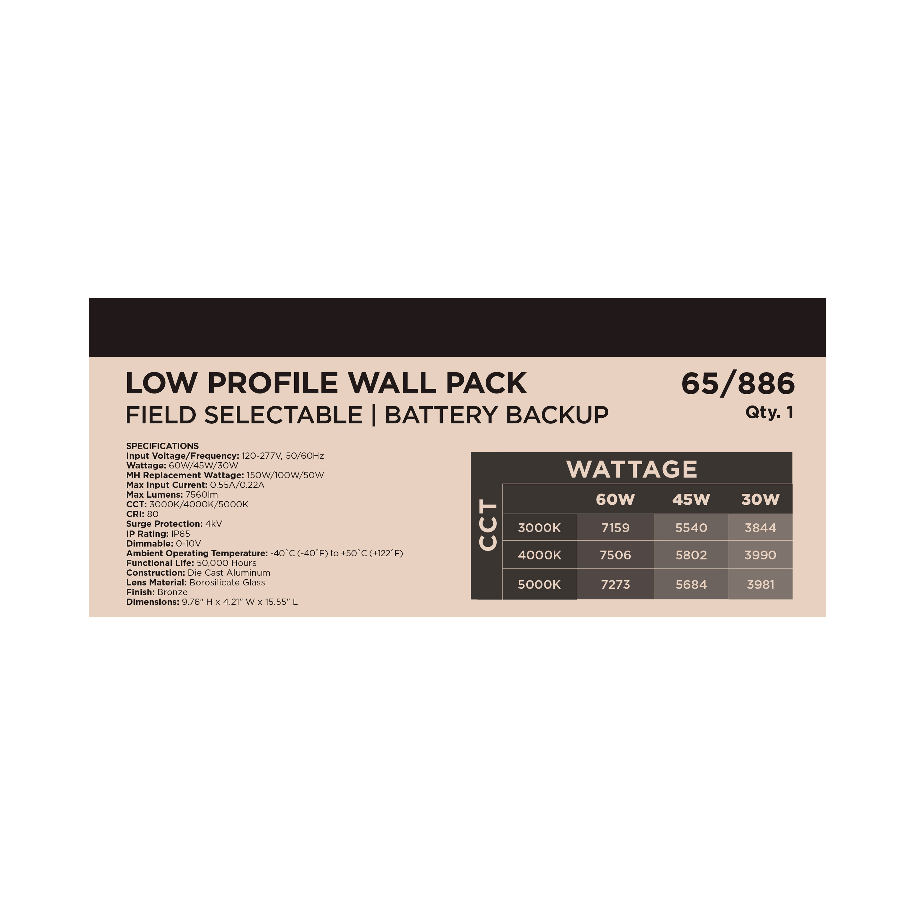 LED EM LOW PRO WALL PACK - 65-886