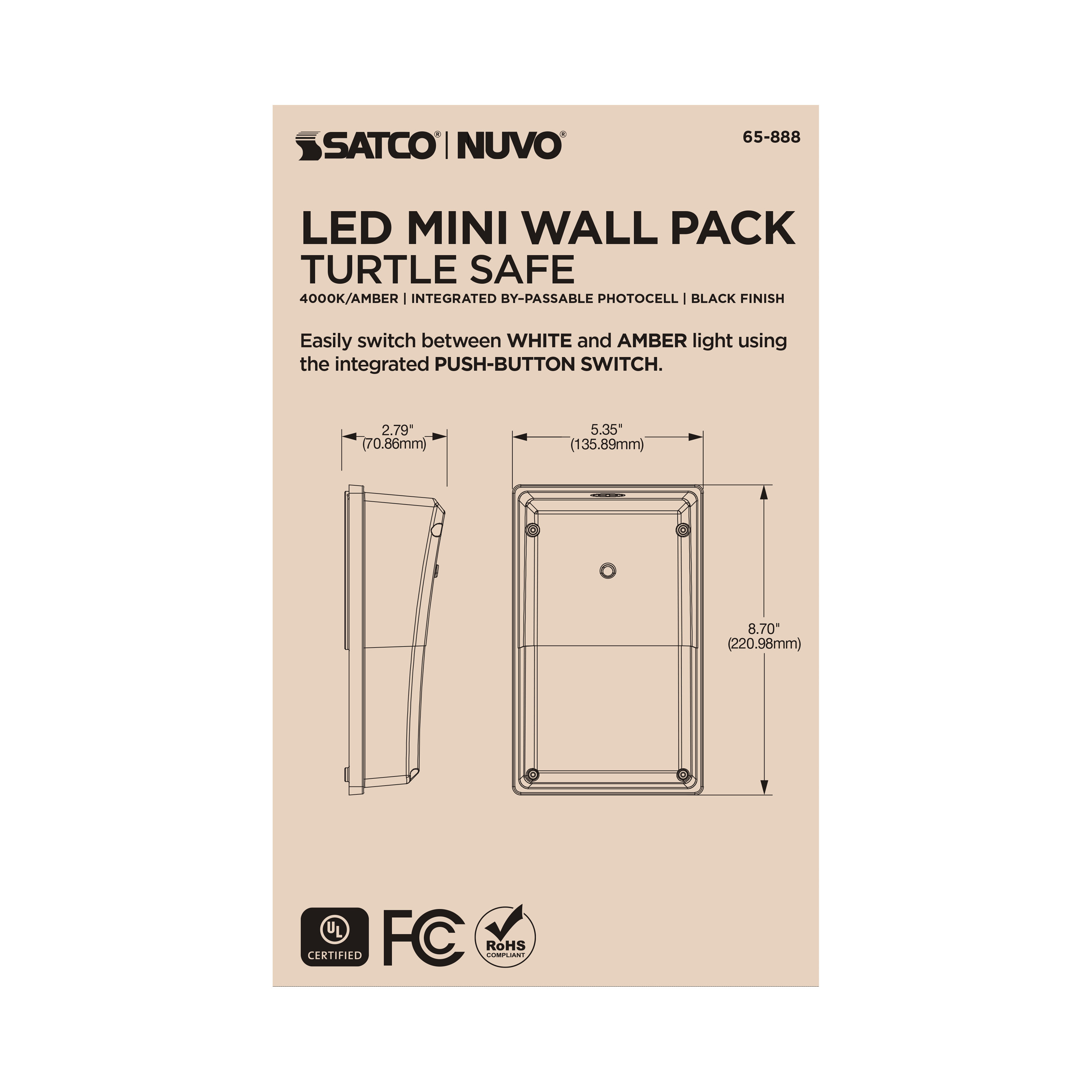 LED TURTLE SAFE SM WALL PACK - 65-888