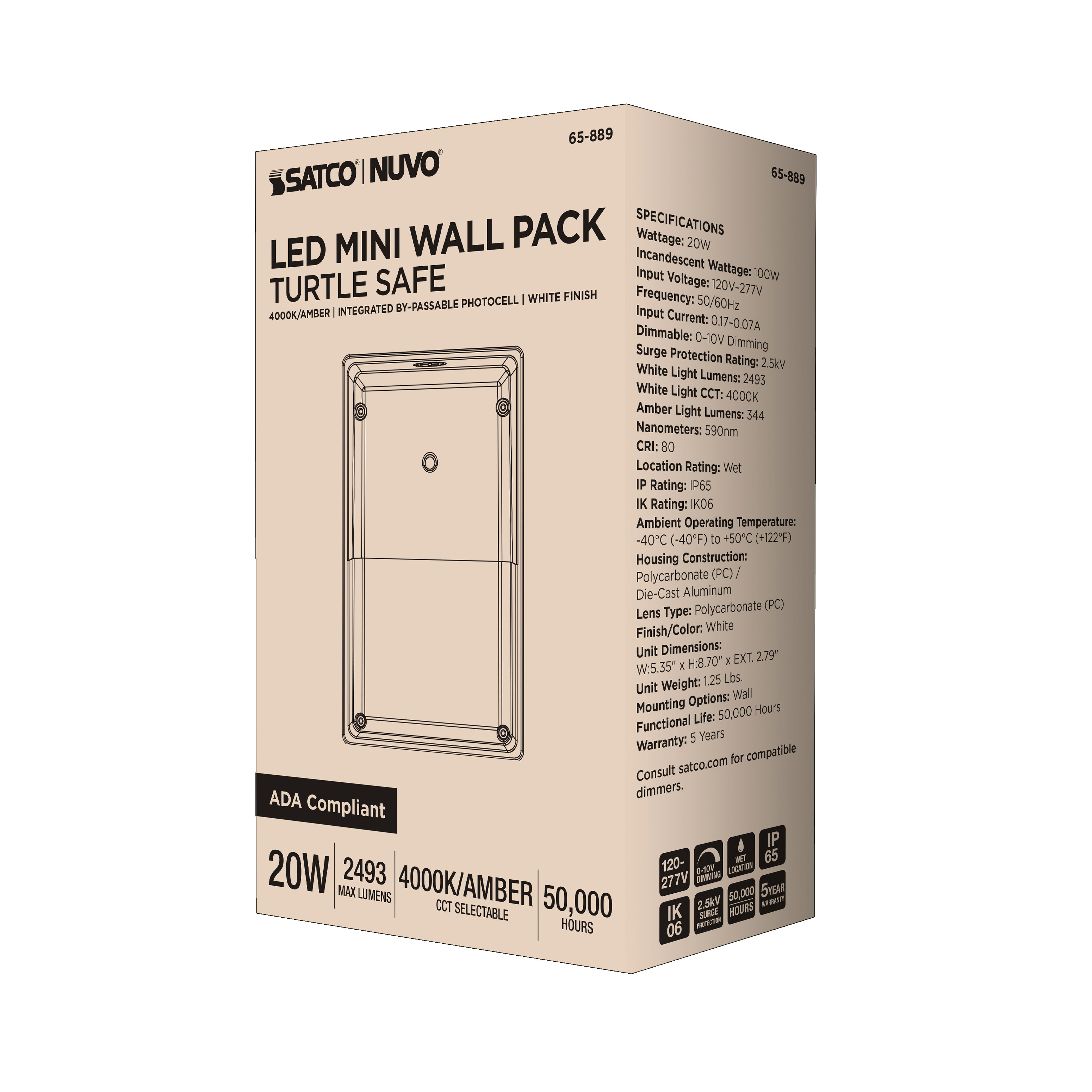 LED TURTLE SAFE SM WALL PACK - 65-889