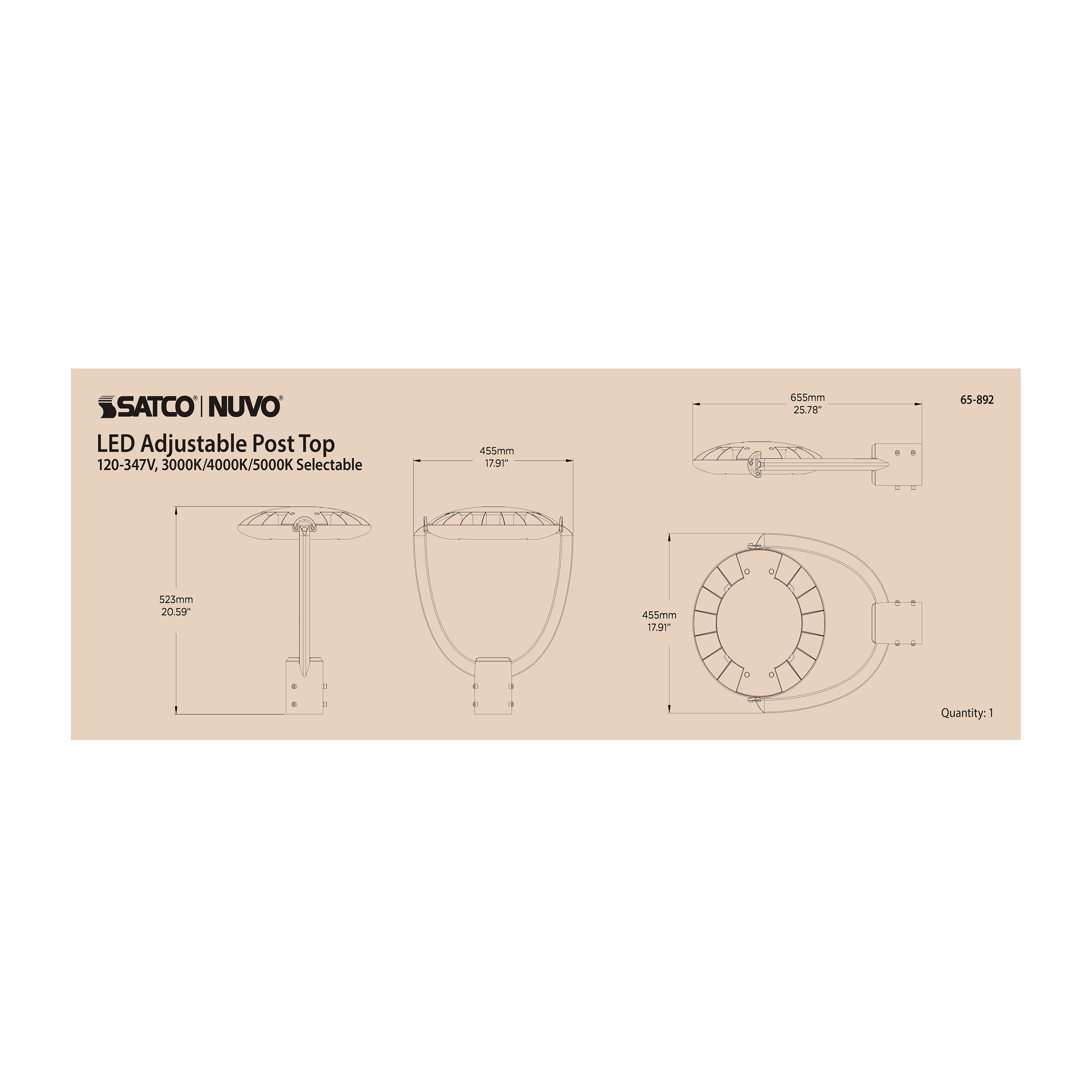 LED 75W POST TOP CCT SELECT - 65-892