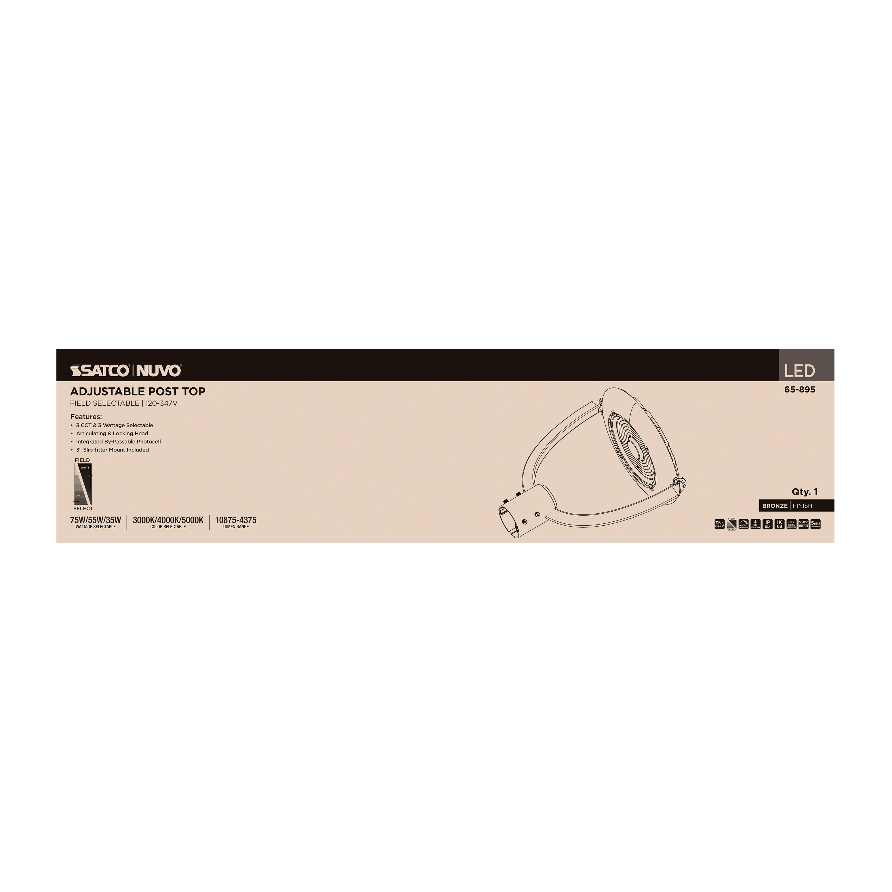 LED SM POST TOP W/PC 120-347V - 65-895