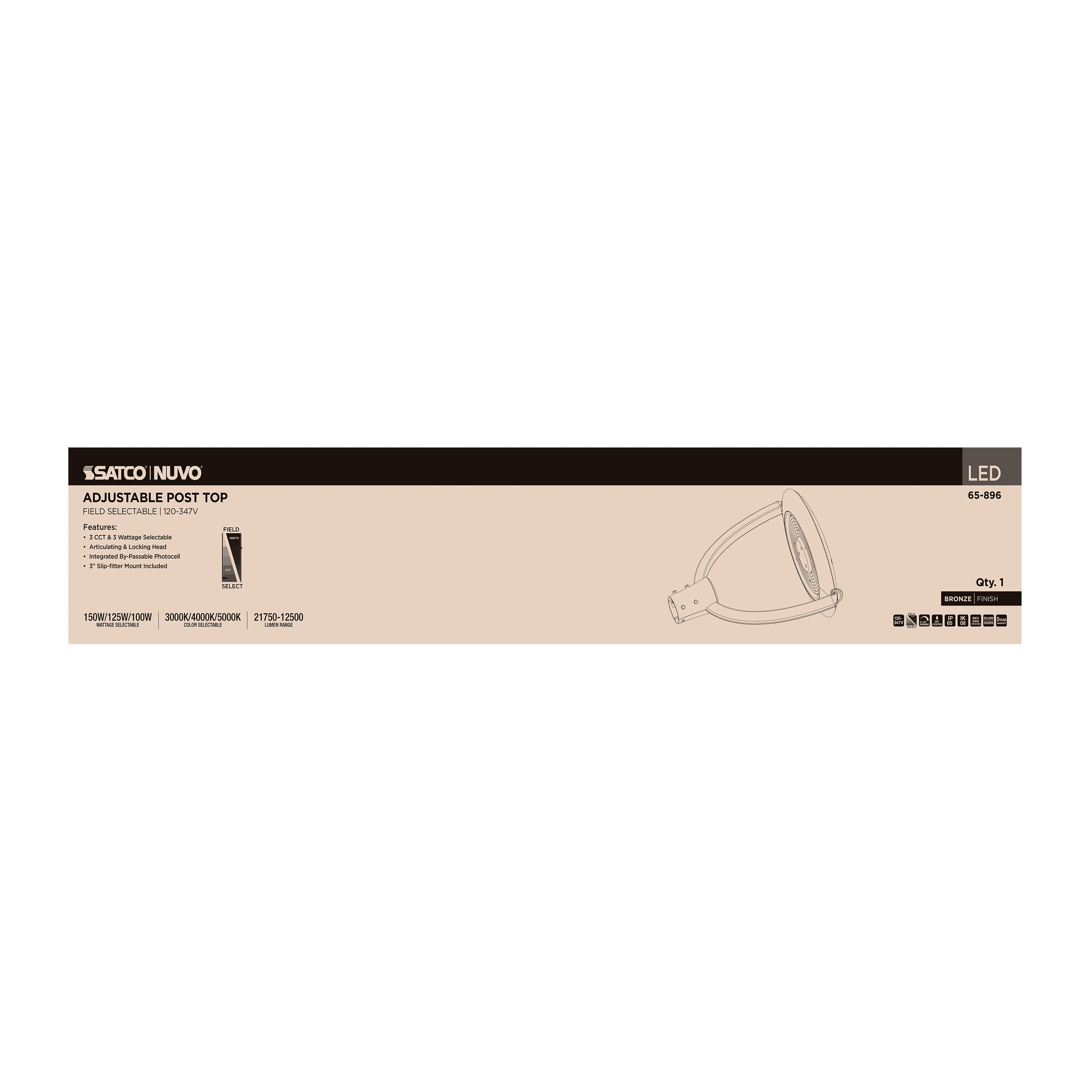 LED LG POST TOP W/PC 120-347V - 65-896