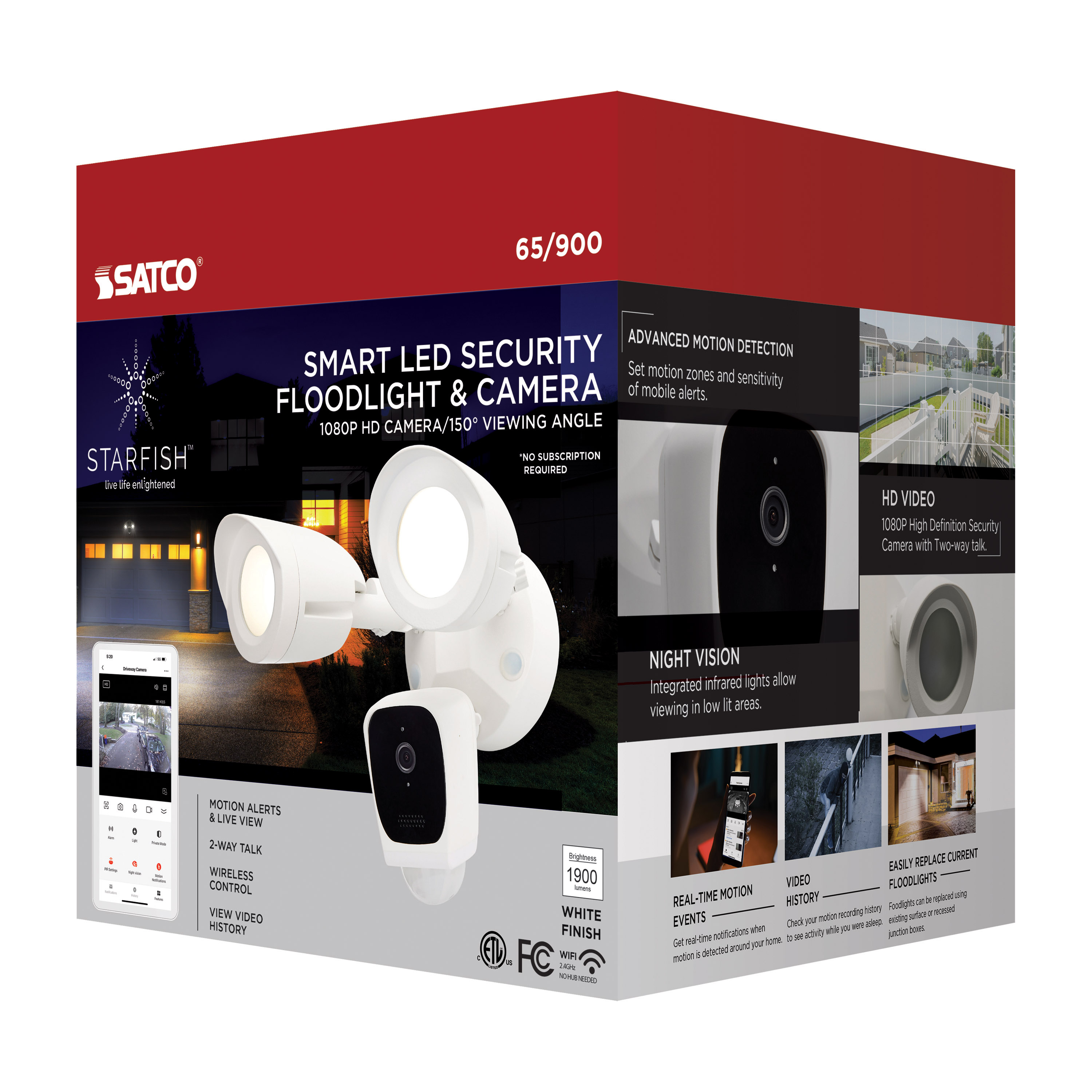 BULLET SEC LGT W/ CAMERA - WH - 65-900