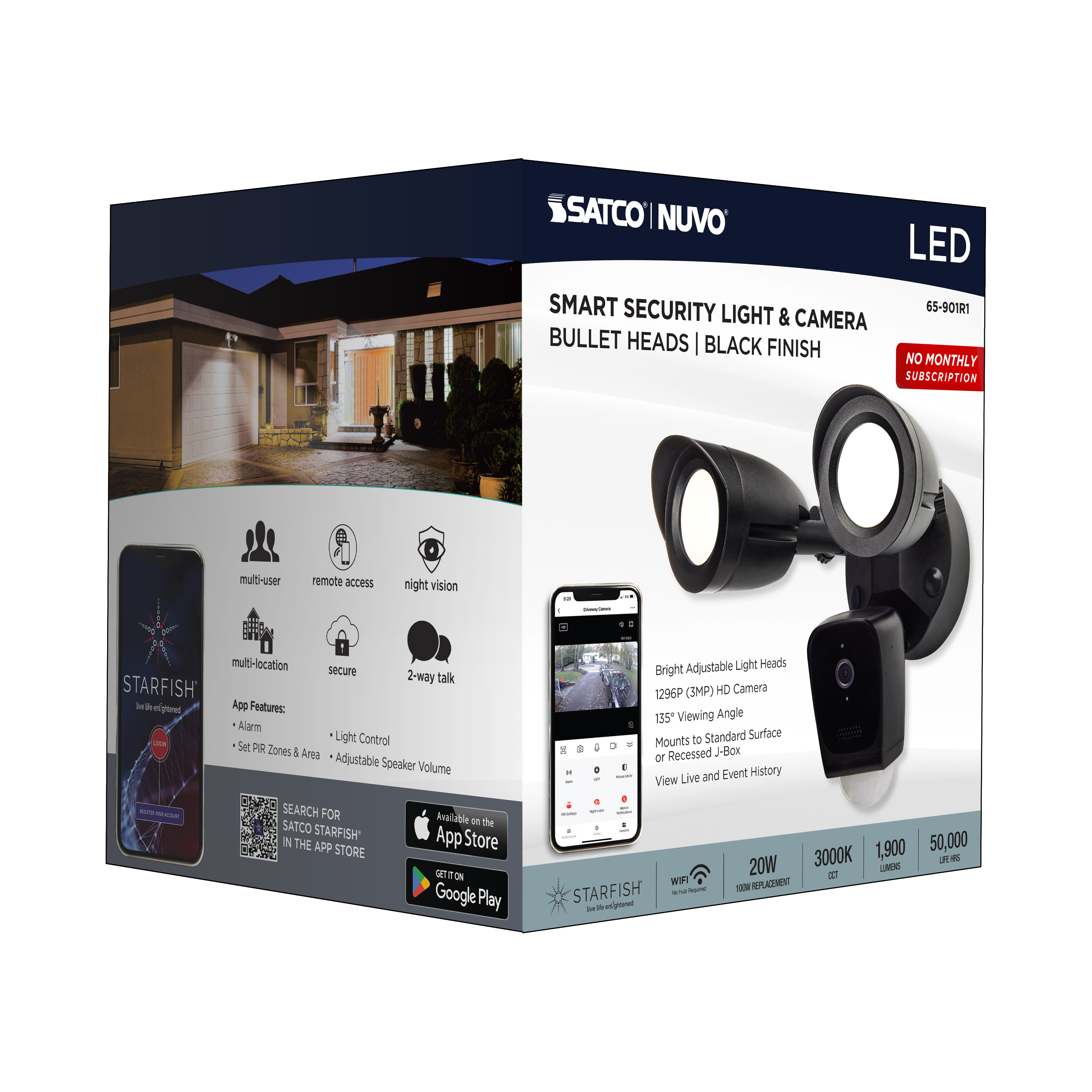 BULLET SEC LGT W/ CAMERA - BK - 65-901R1