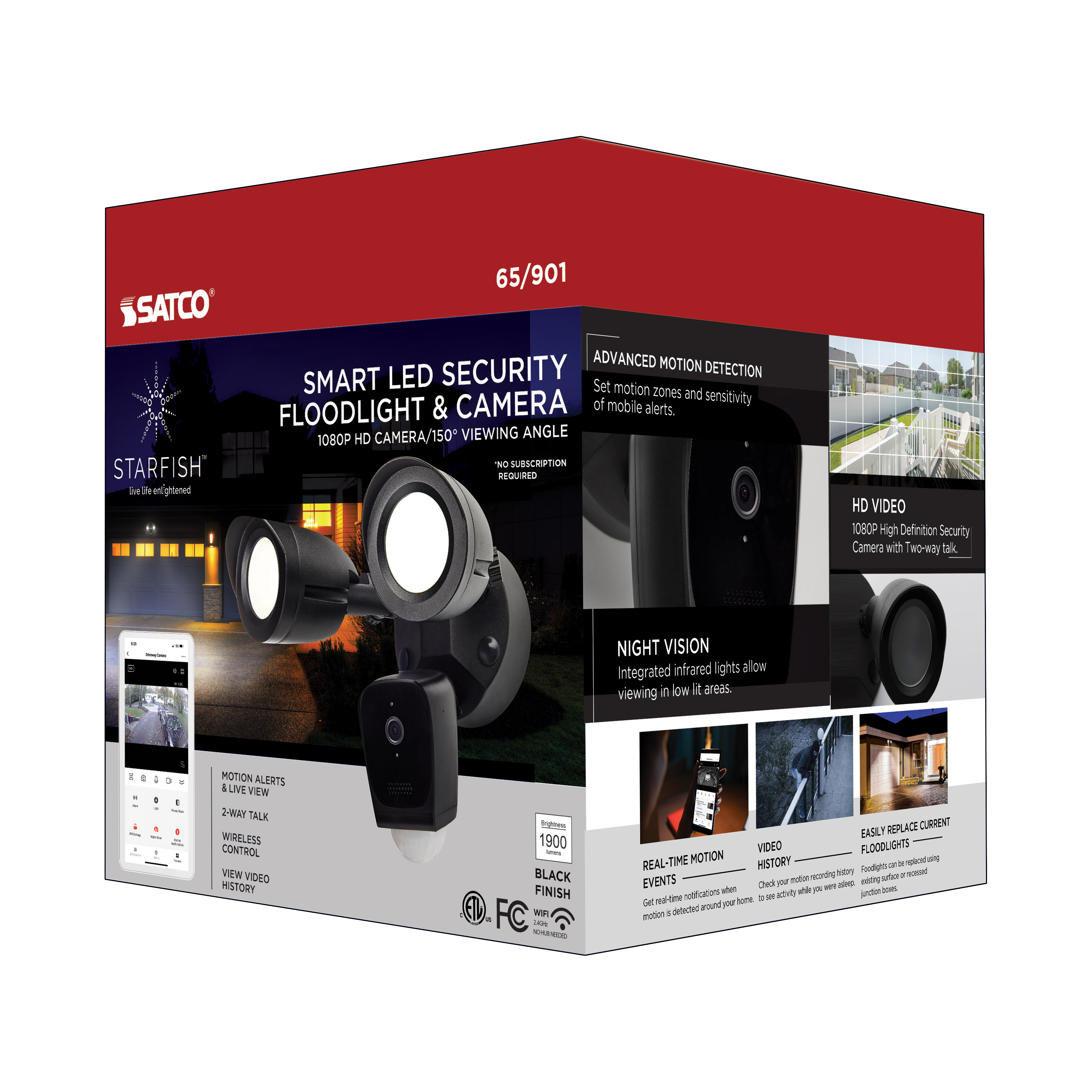 BULLET SEC LGT W/ CAMERA - BK - 65-901