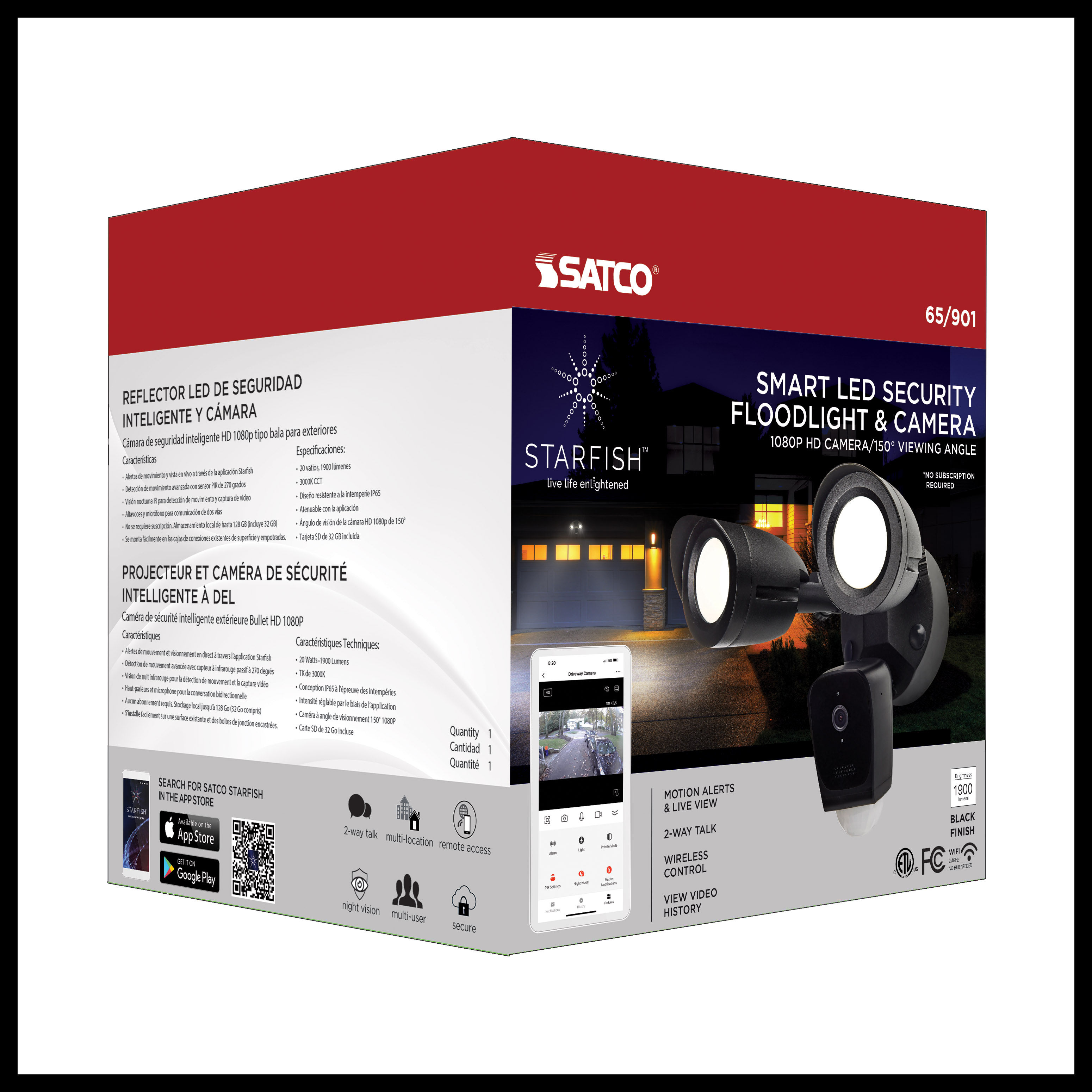 BULLET SEC LGT W/ CAMERA - BK - 65-901