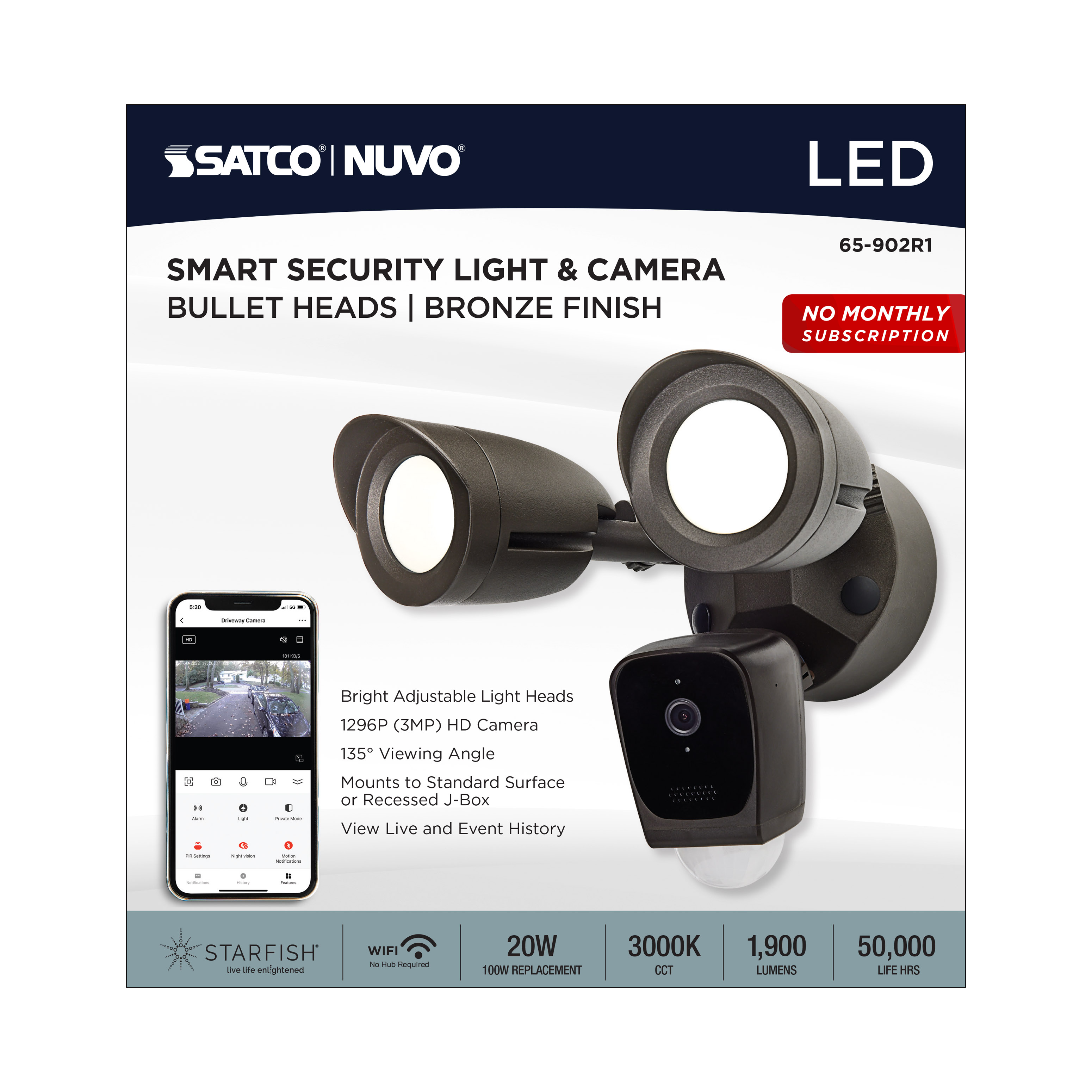 BULLET SEC LGT W/ CAMERA - BZ - 65-902R1