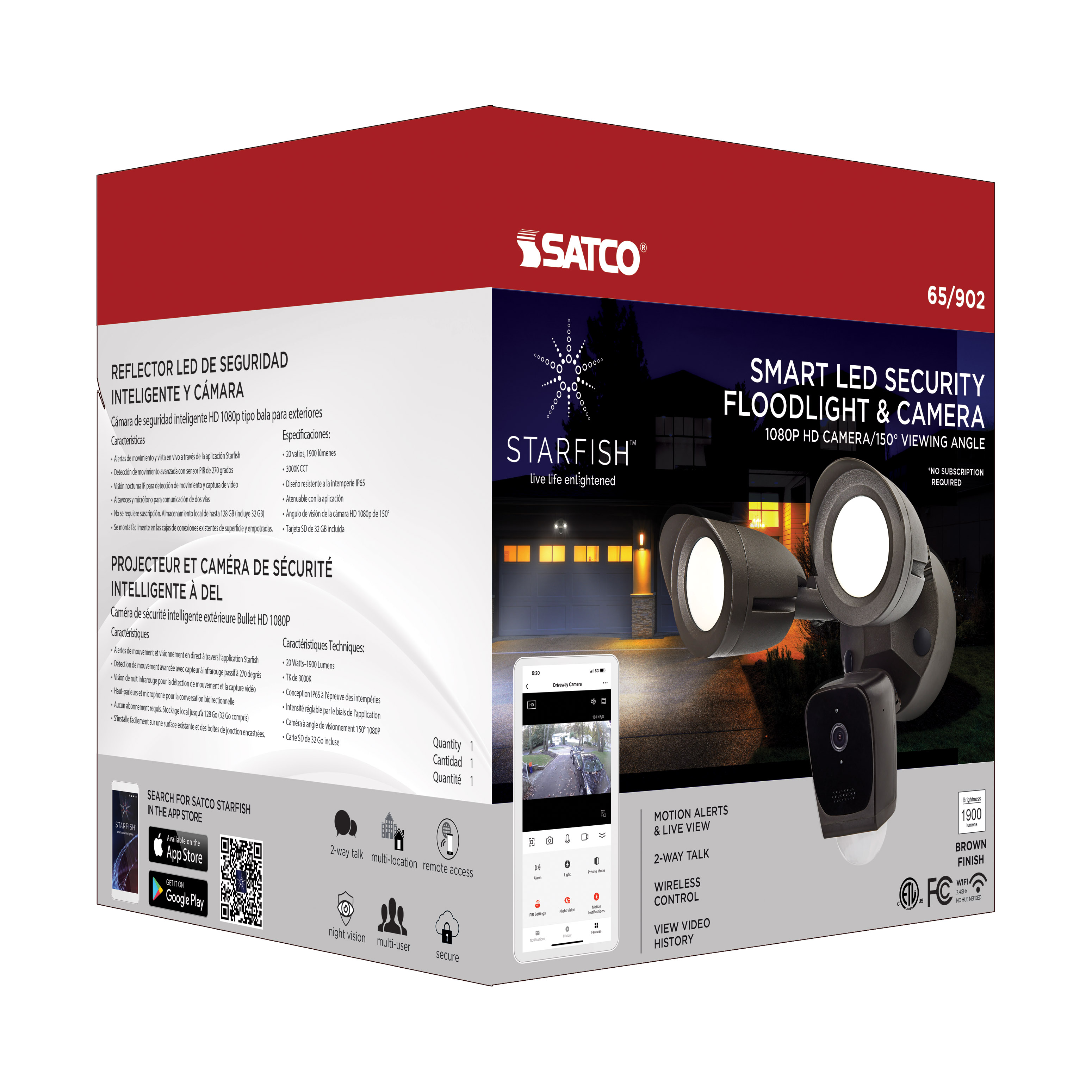 BULLET SEC LGT W/ CAMERA - BR - 65-902