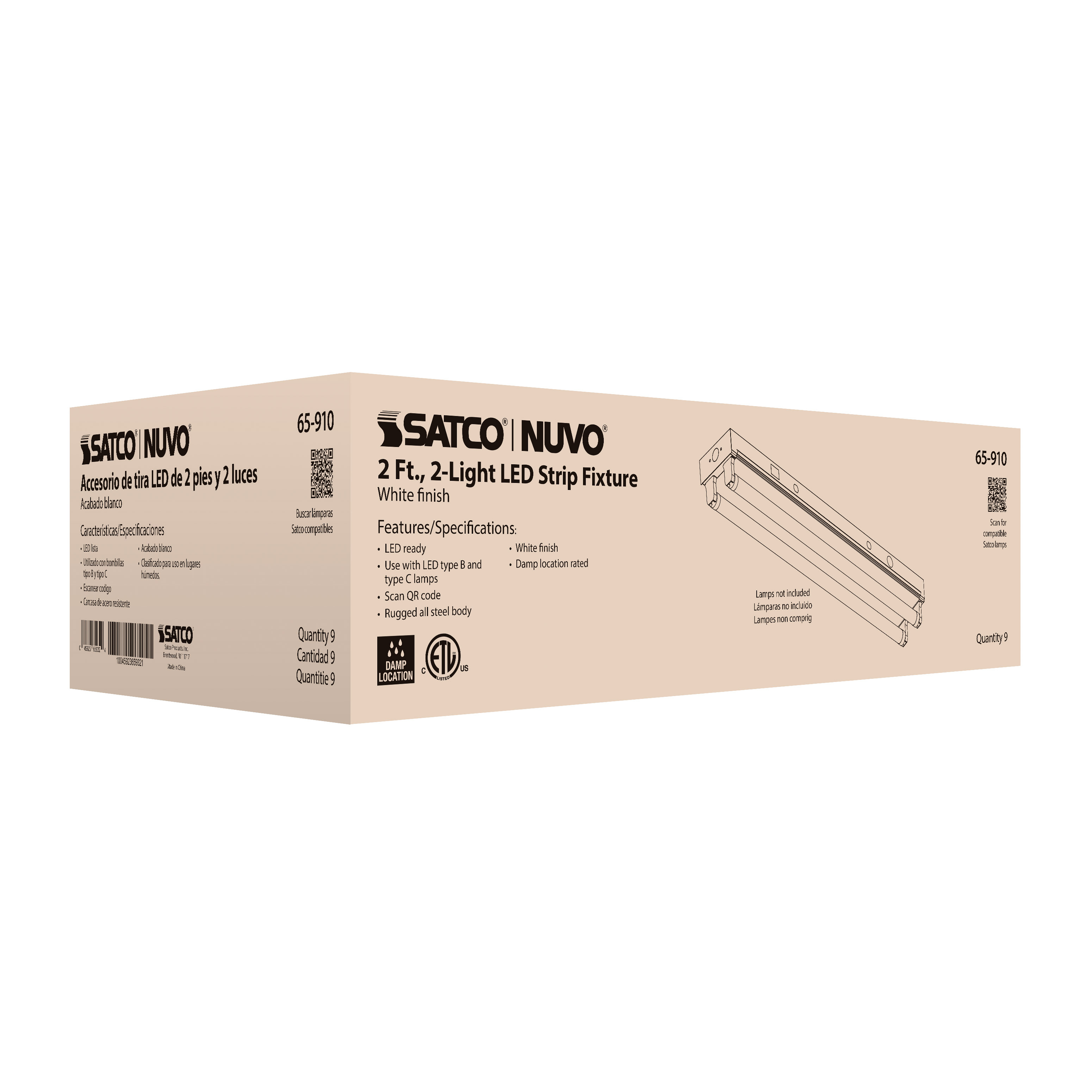 2' DUAL T8 LAMP READY FIXTURE - 65-910