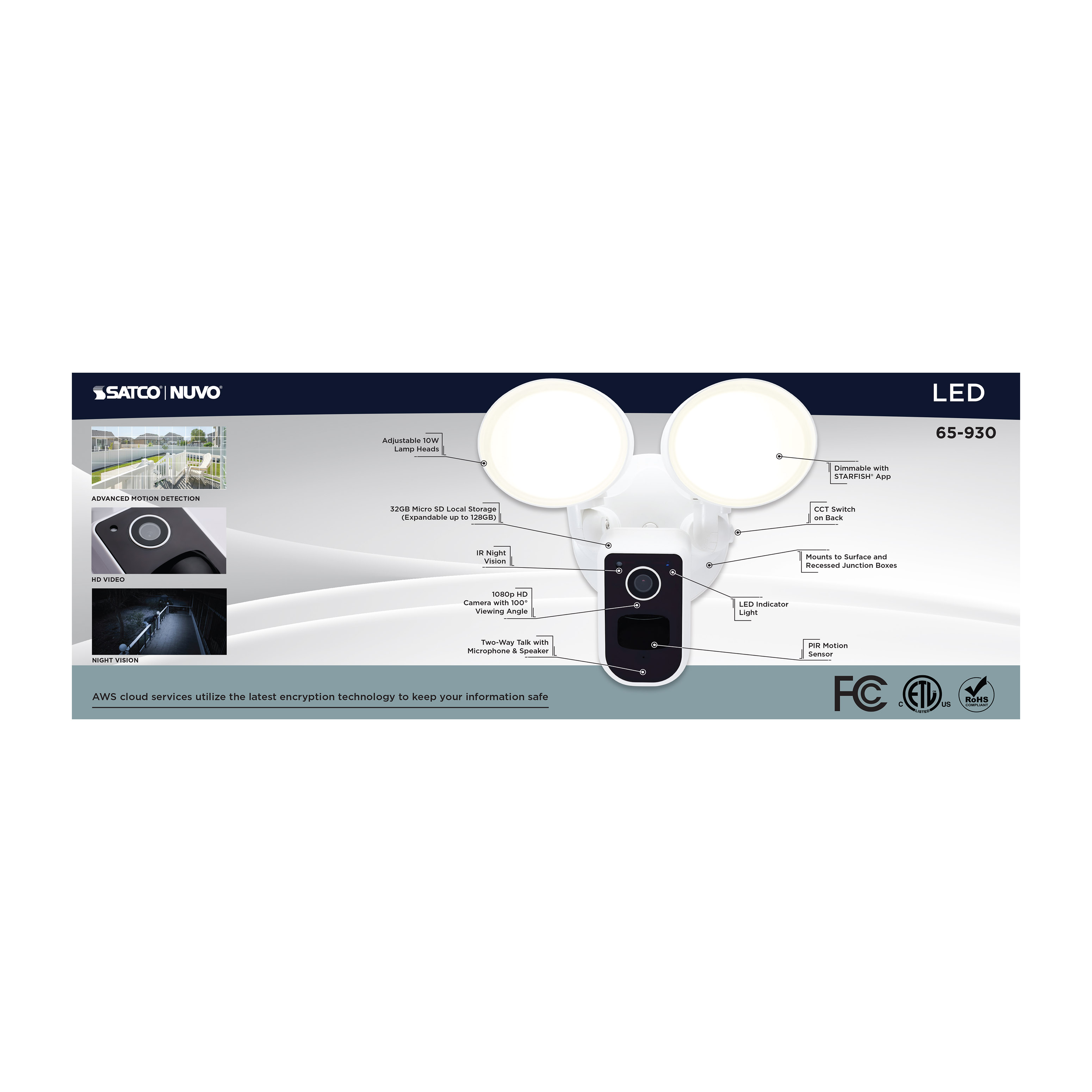 BULLET SEC LGT W/ CAM-WHI - 65-930