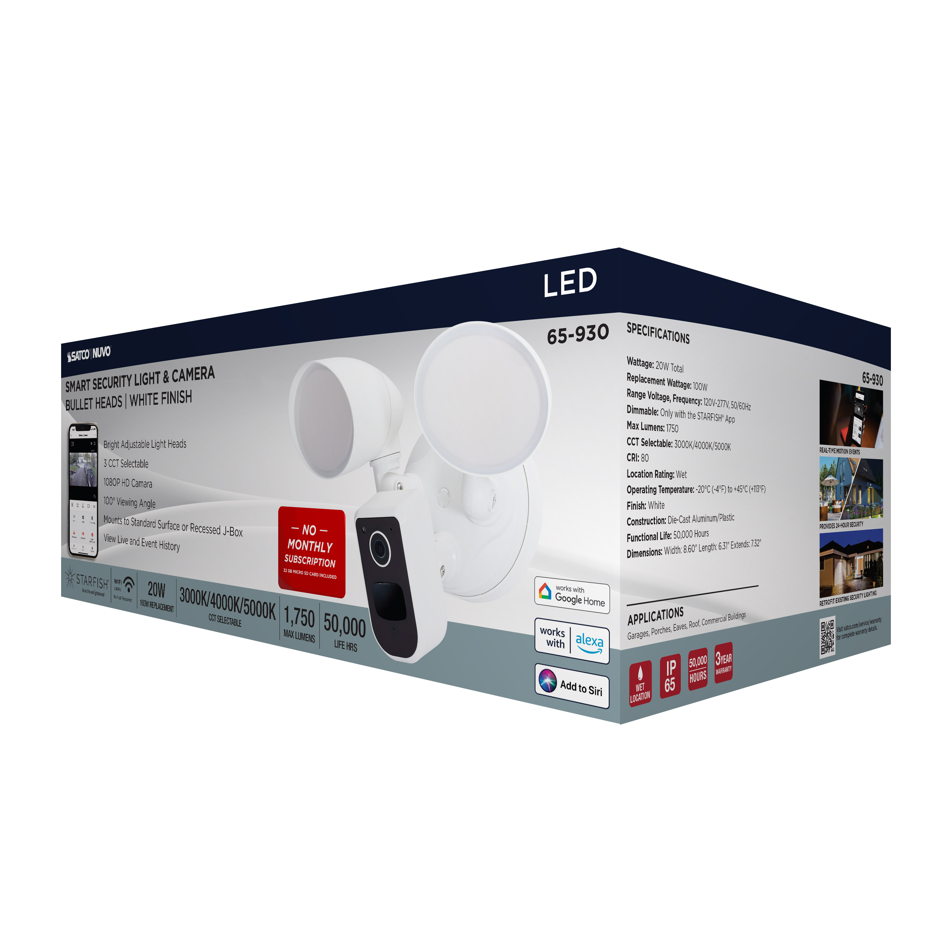 BULLET SEC LGT W/ CAM-WHI - 65-930