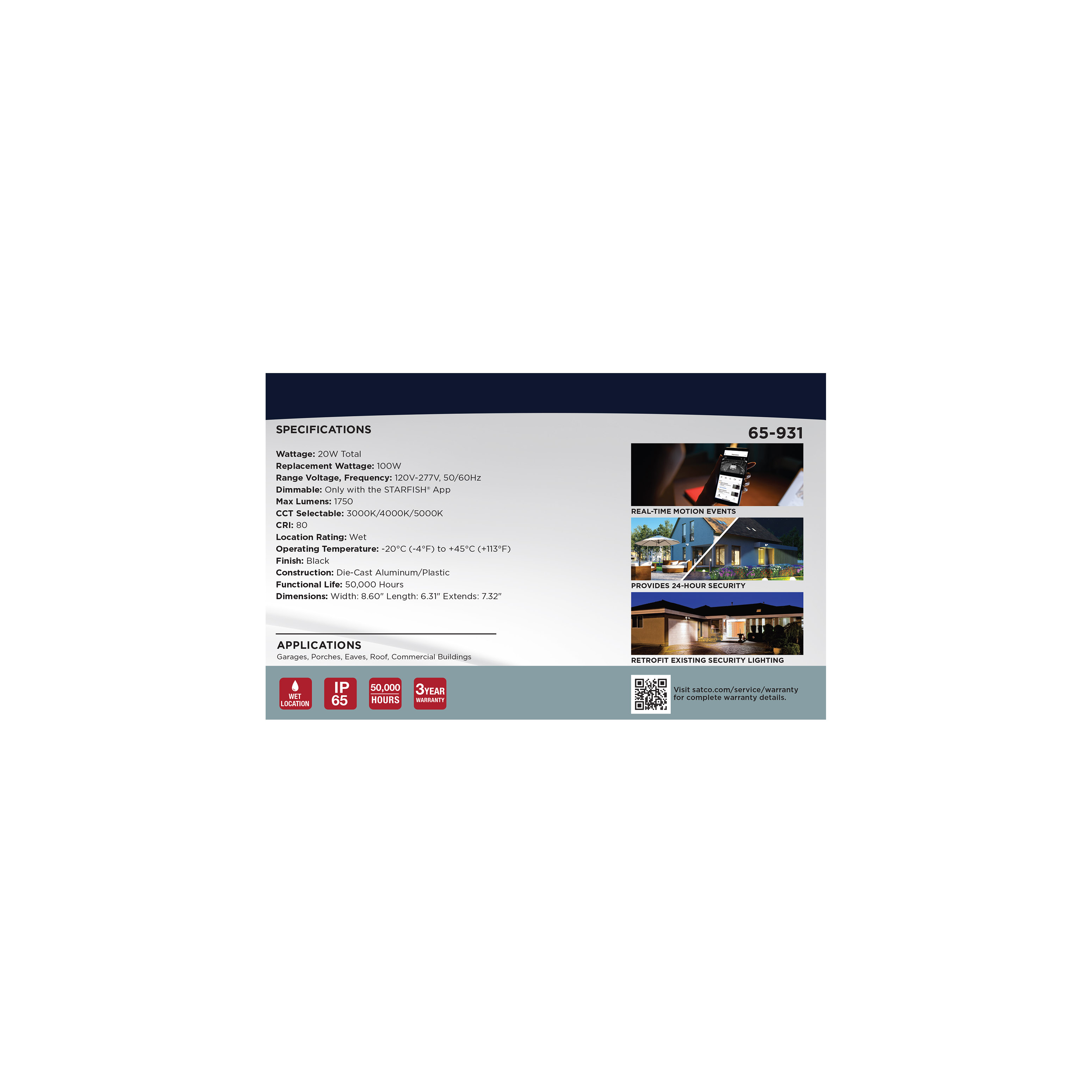 BULLET SEC LGT W/ CAM-BLA - 65-931