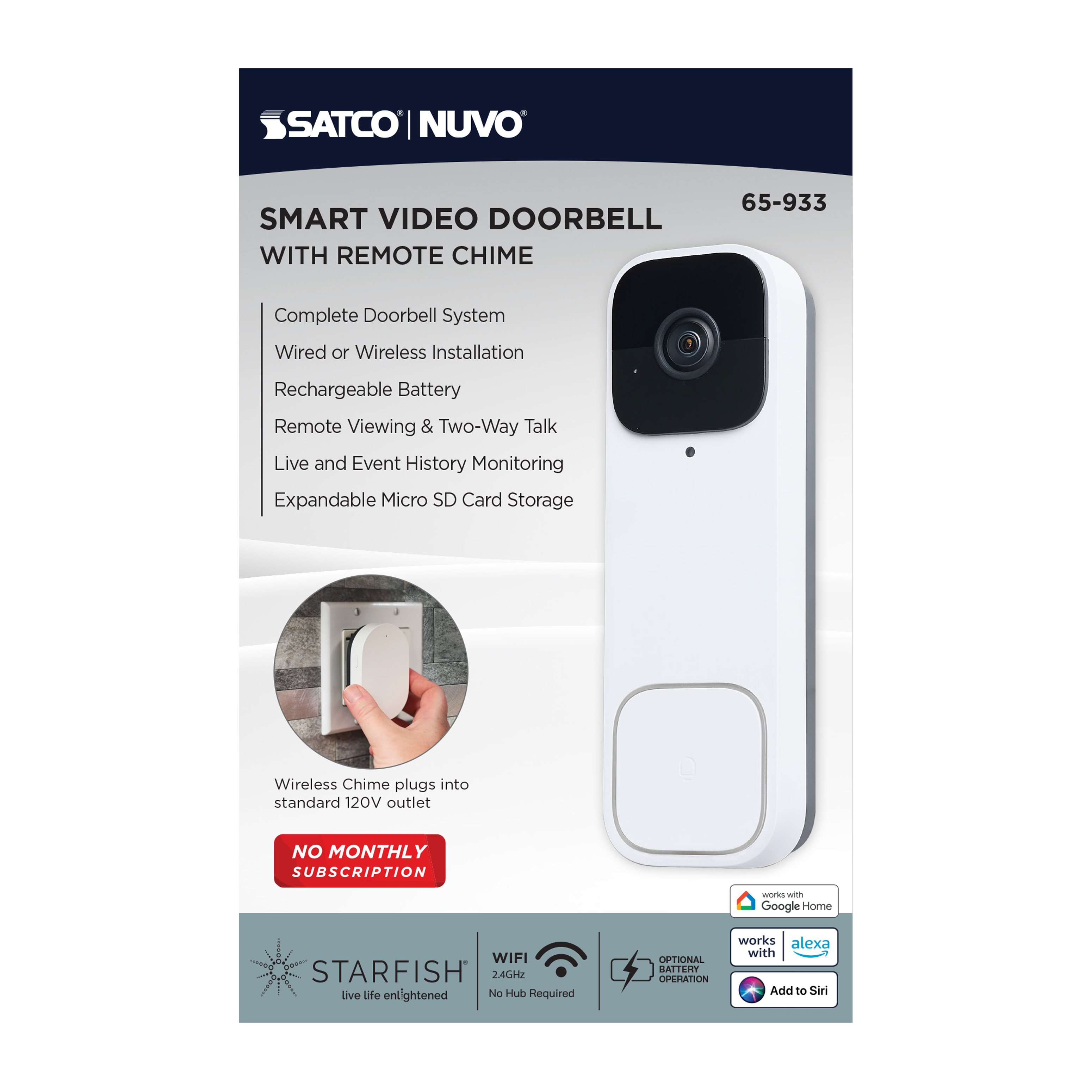DOORBELL CAM WIRED /WHITE - 65-933