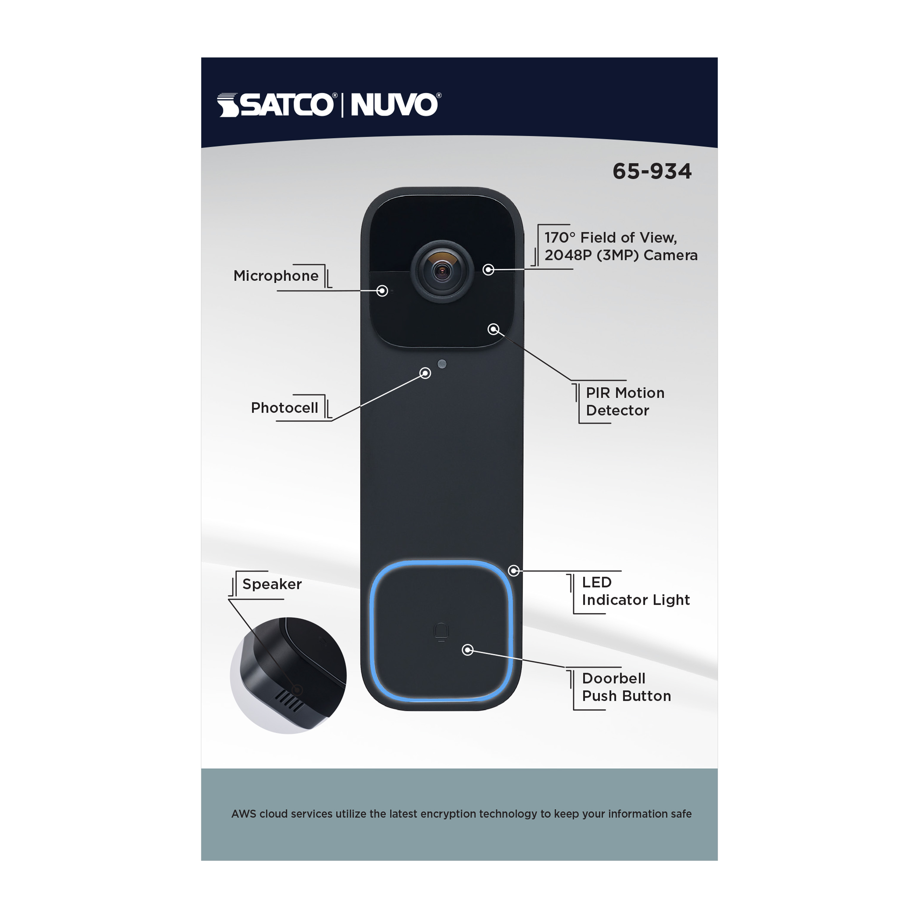 DOORBELL CAM WIRED/BLACK - 65-934