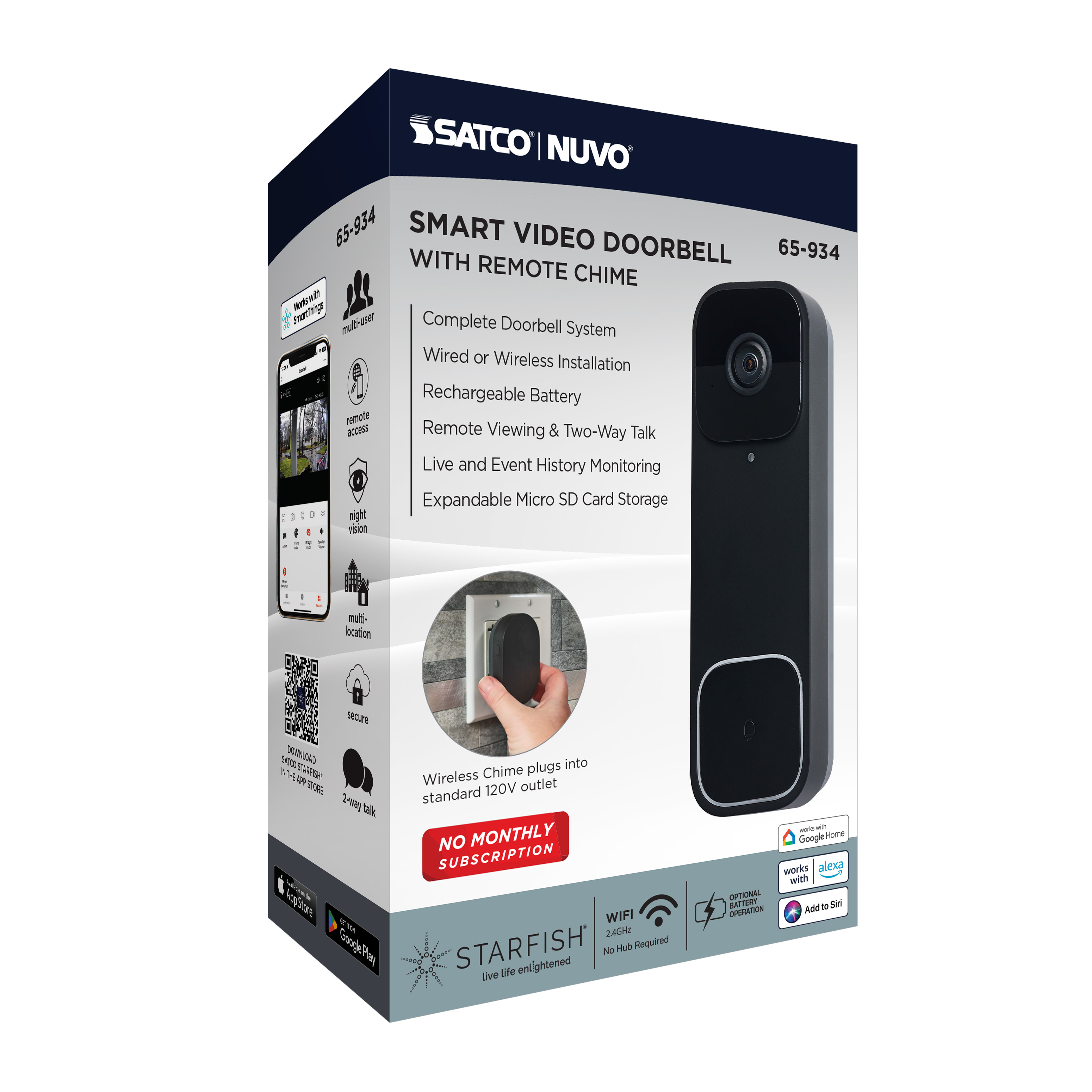 DOORBELL CAM WIRED/BLACK - 65-934