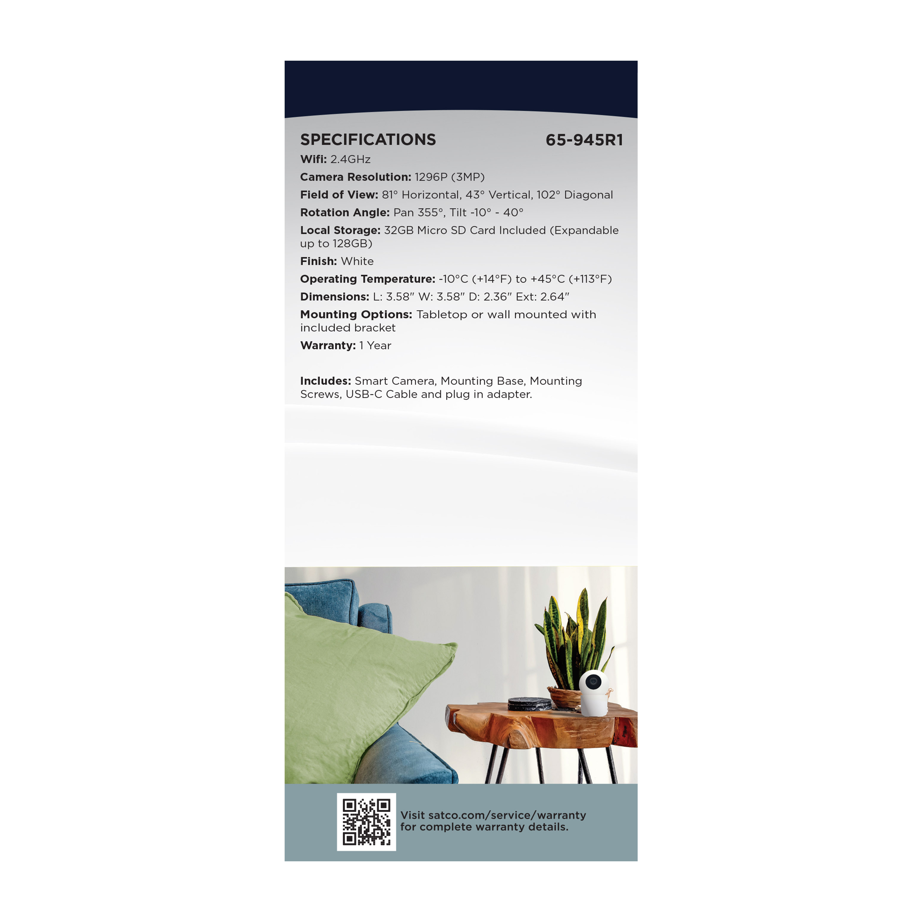 INDOOR P&T CAMERA - WHITE - 65-945R1