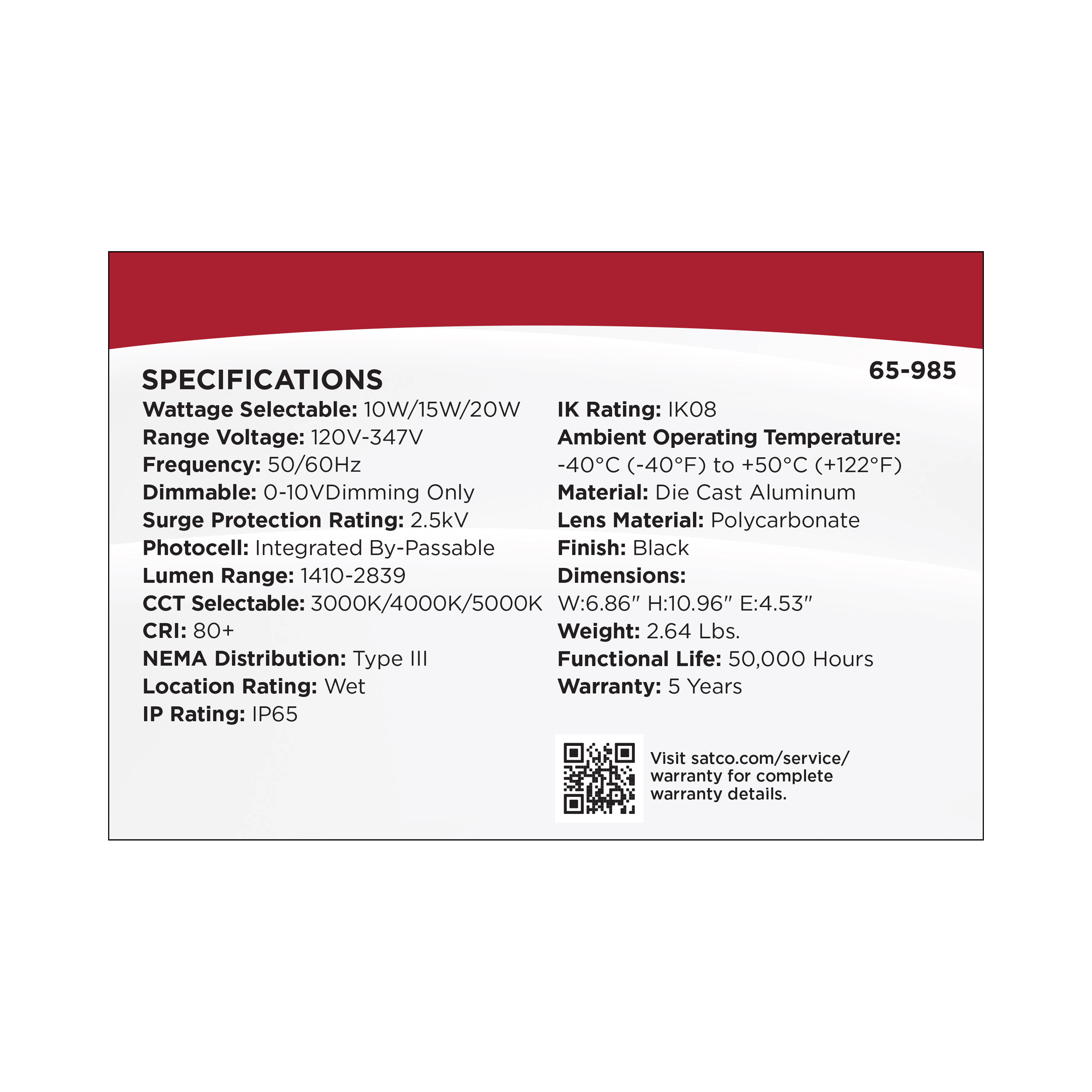 LED ENTRYWAY WALL PACK - 65-985