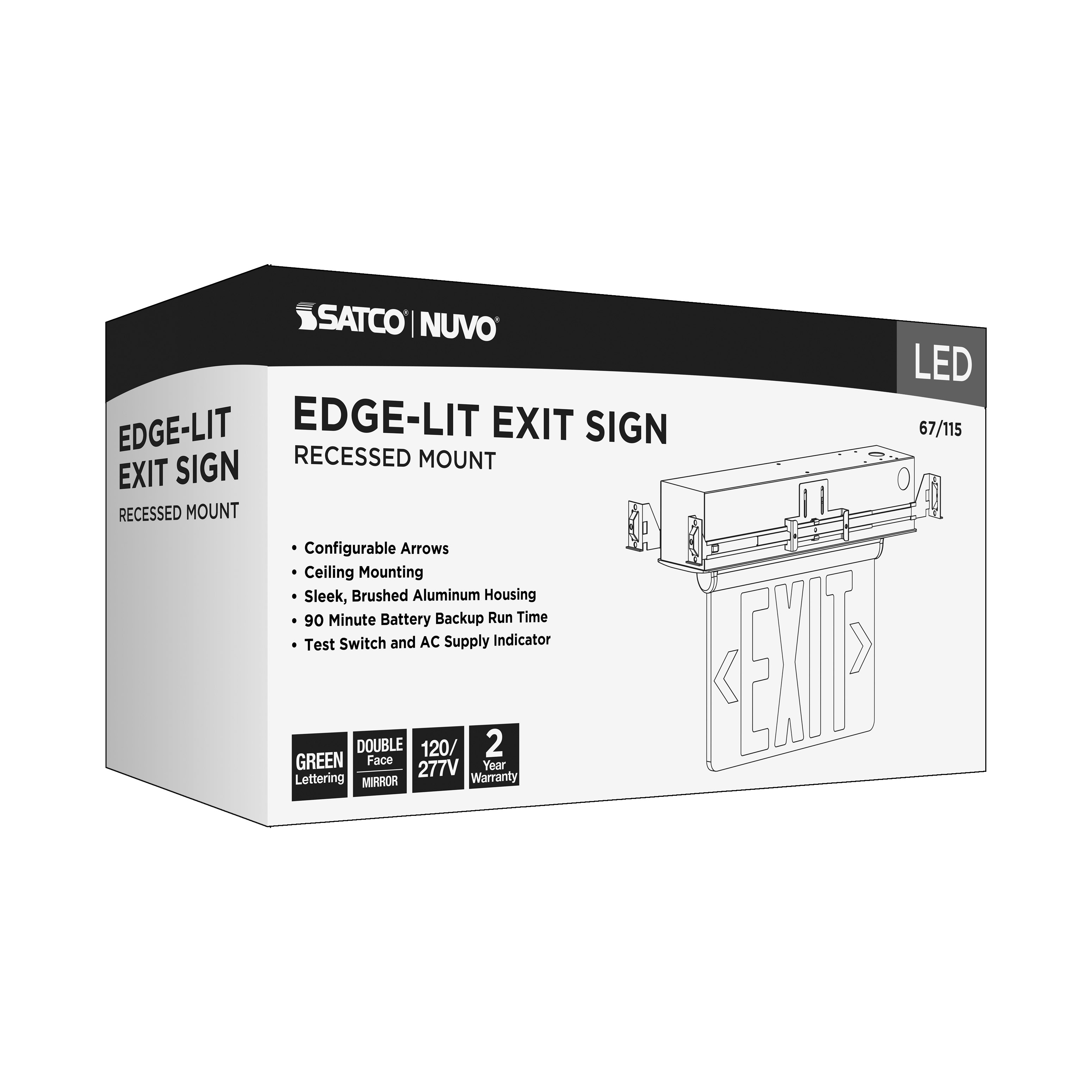 REC EL EXIT SIGN - DF GR MIR - 67-115