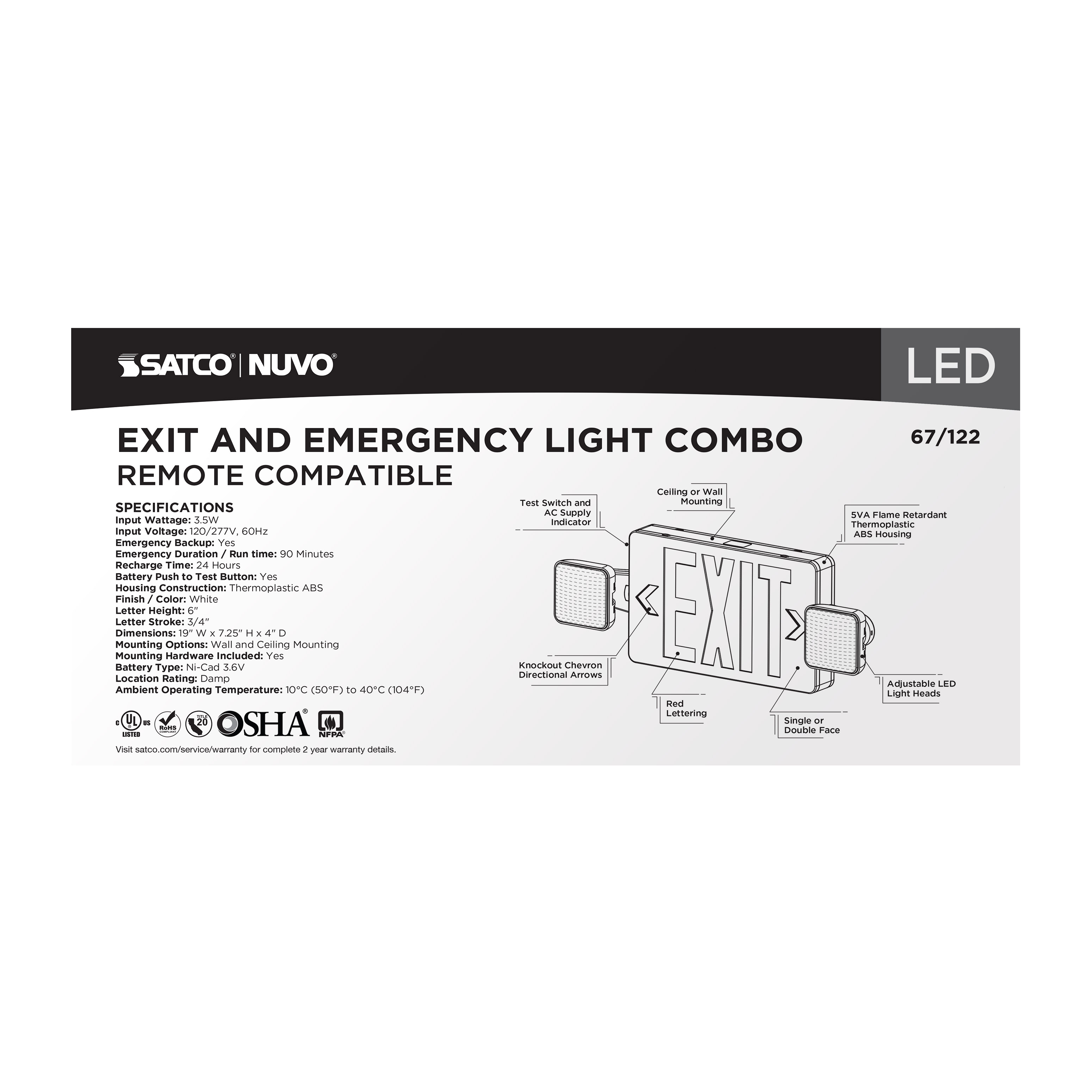 EXIT/LIGHT DH - RED - RC - 67-122