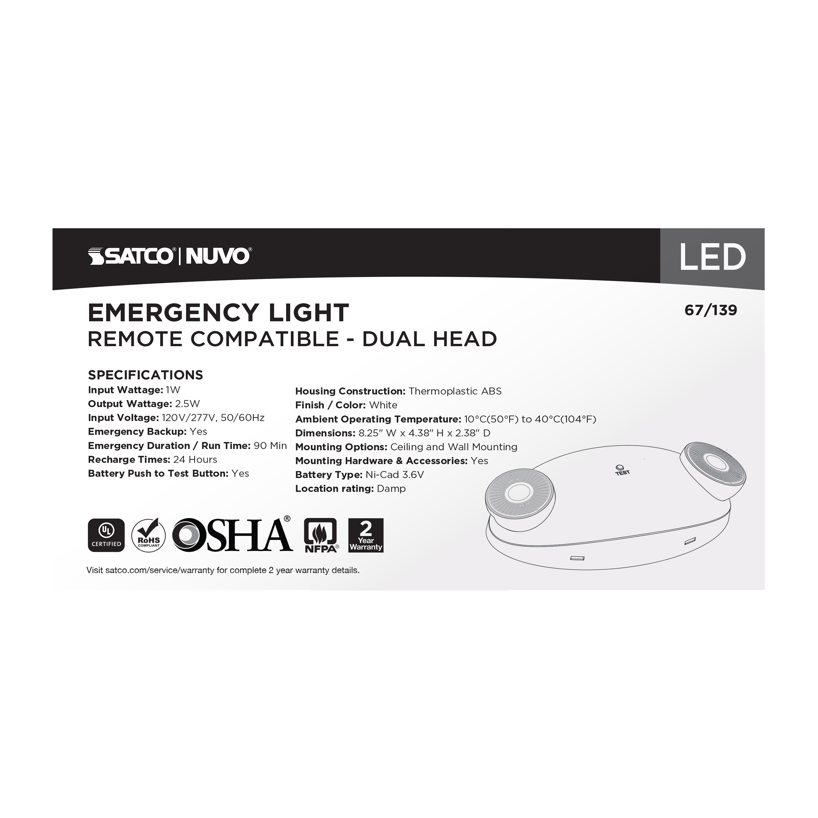 EMERG LIGHT DH - RC - 67-139