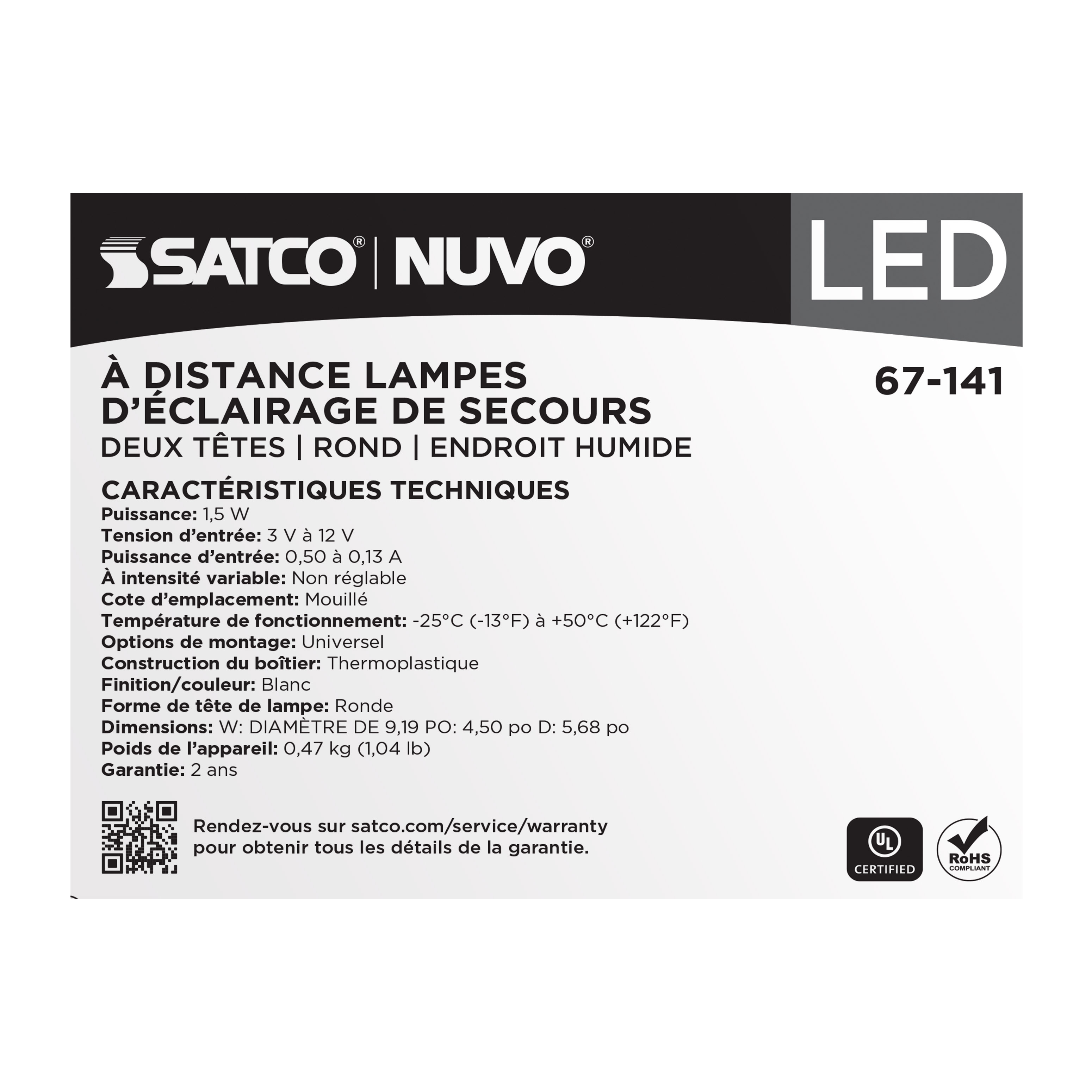 REMOTE EMERG LIGHT WP LP DH - 67-141